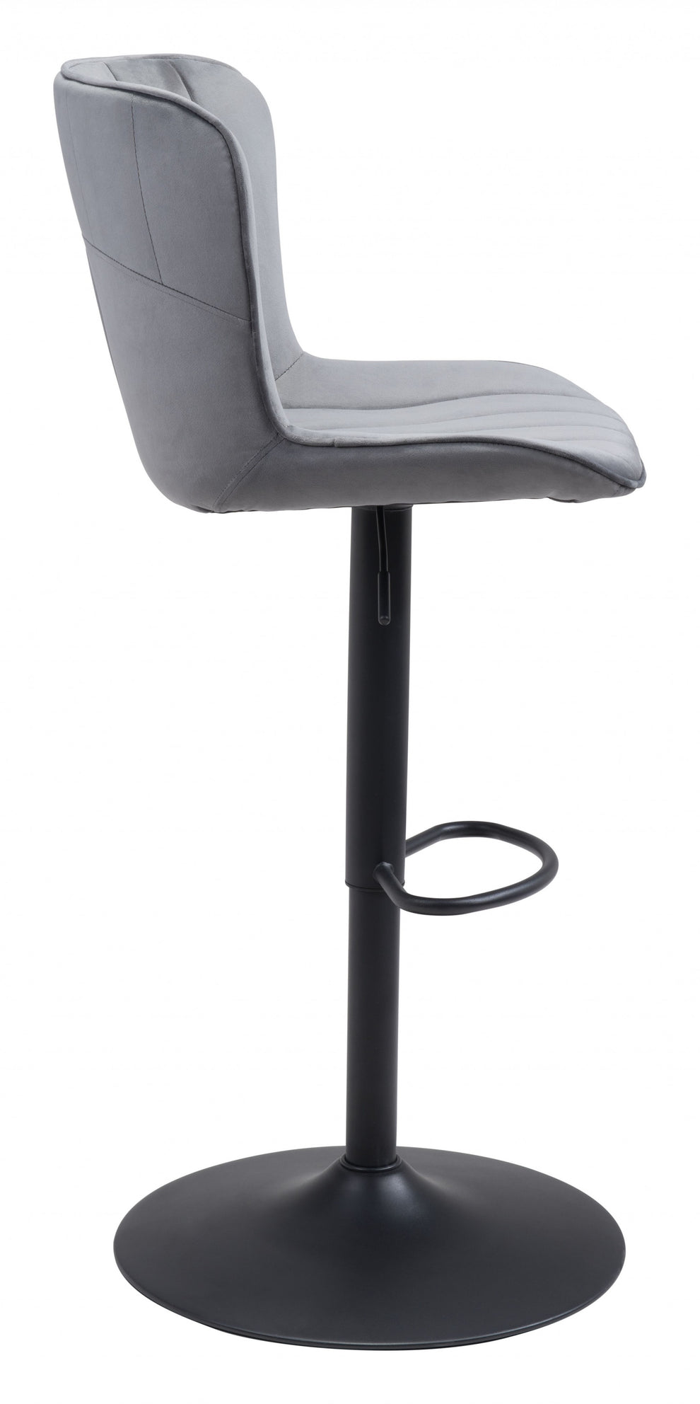 46" Gray And Black Steel Swivel Low Back Counter Height Bar Chair With Footrest By Homeroots | Bar Stools | Modishstore - 2
