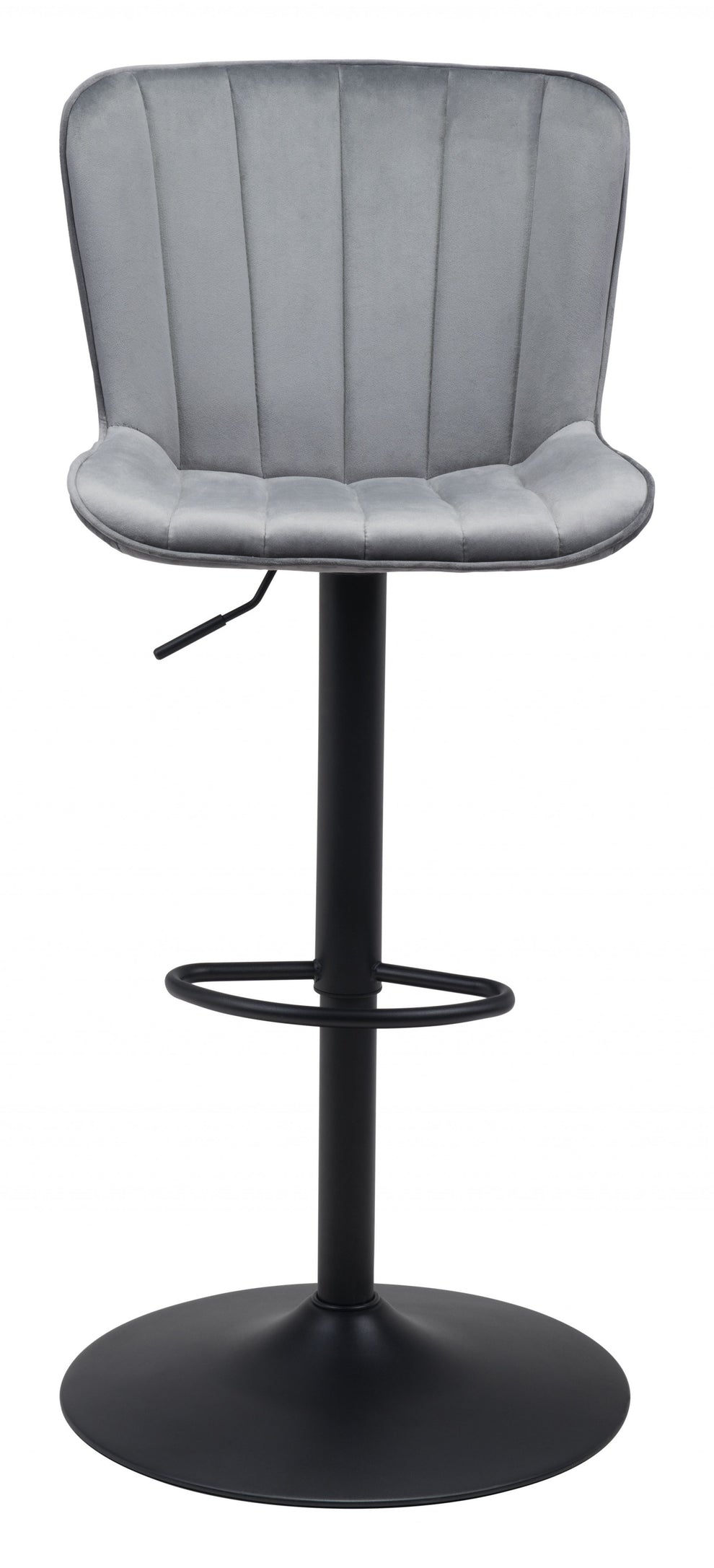 46" Gray And Black Steel Swivel Low Back Counter Height Bar Chair With Footrest By Homeroots | Bar Stools | Modishstore - 3