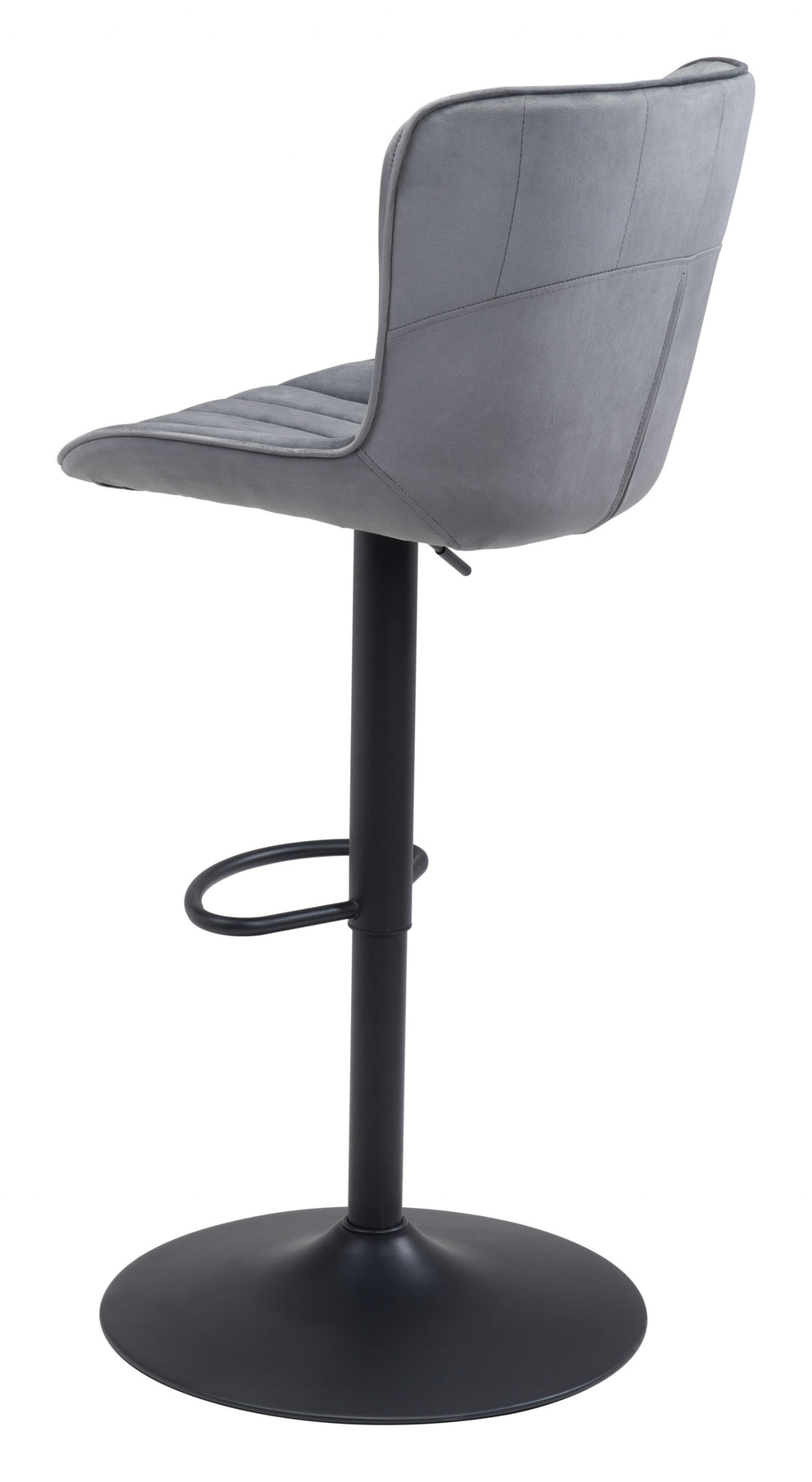46" Gray And Black Steel Swivel Low Back Counter Height Bar Chair With Footrest By Homeroots | Bar Stools | Modishstore - 5