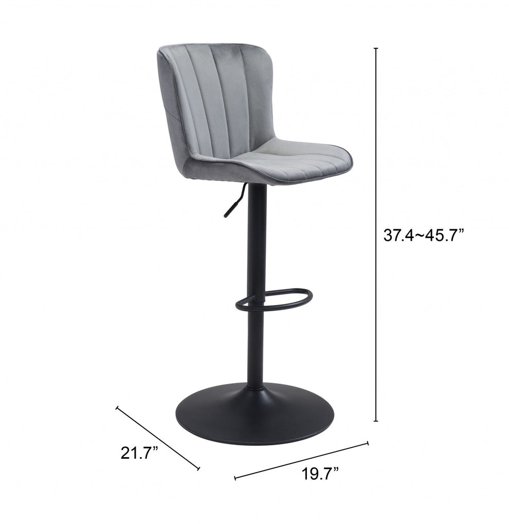 46" Gray And Black Steel Swivel Low Back Counter Height Bar Chair With Footrest By Homeroots | Bar Stools | Modishstore - 7