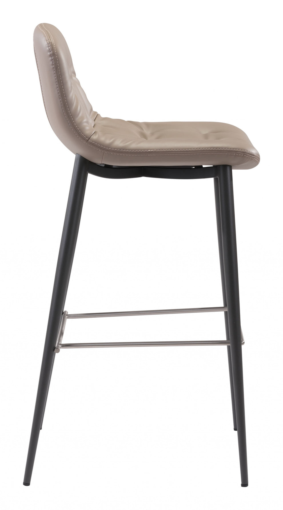 Set Of Two 40" Taupe Faux Leather and Black Bar Height Chairs By Homeroots | Bar Stools | Modishstore - 2