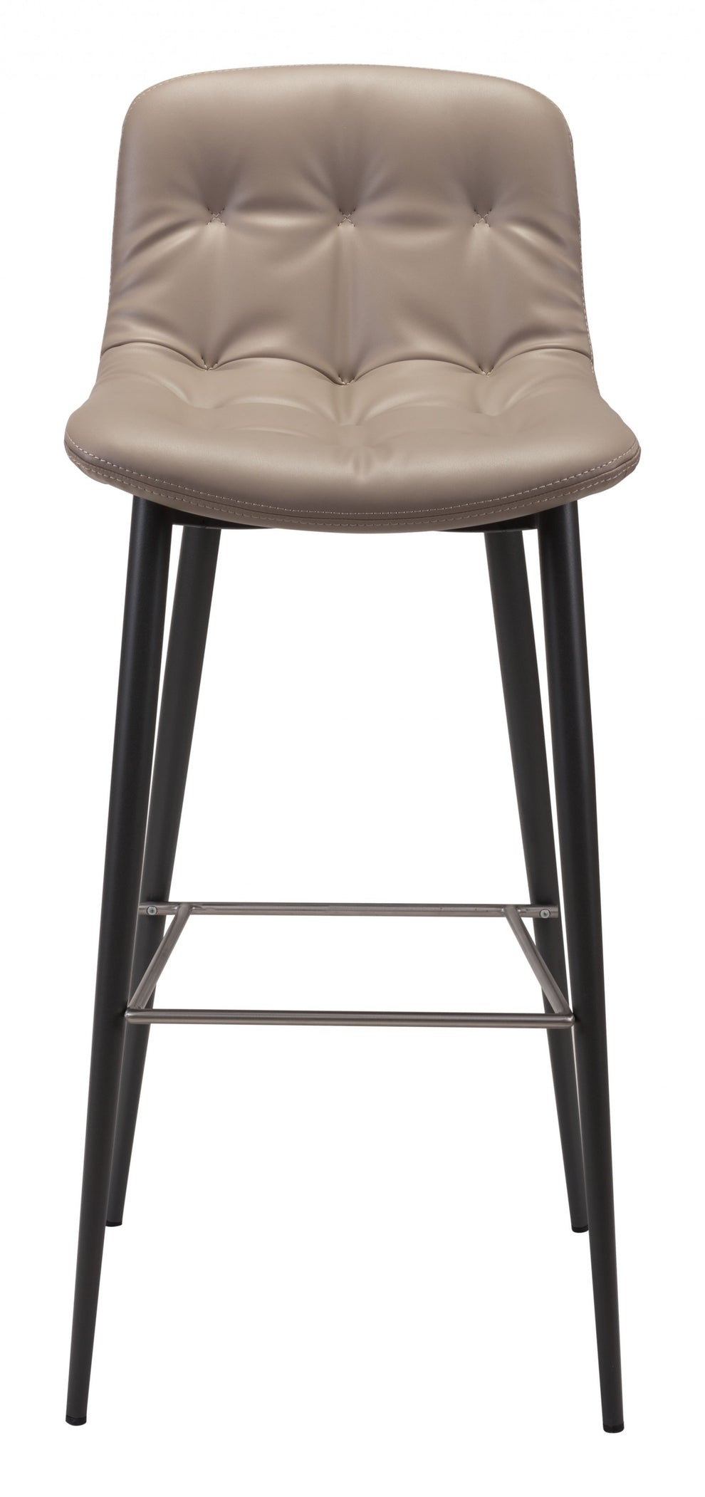 Set Of Two 40" Taupe Faux Leather and Black Bar Height Chairs By Homeroots | Bar Stools | Modishstore - 3