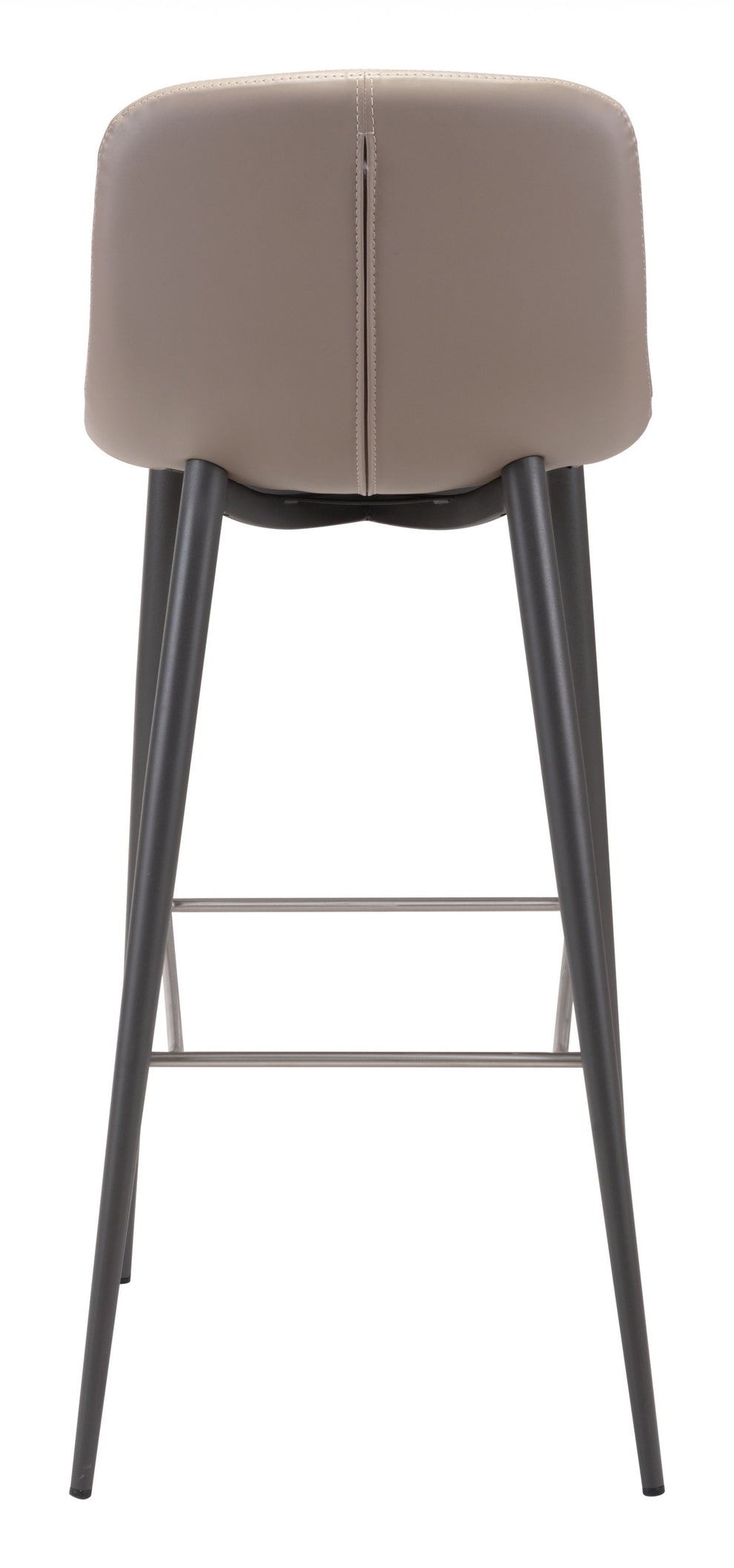 Set Of Two 40" Taupe Faux Leather and Black Bar Height Chairs By Homeroots | Bar Stools | Modishstore - 4