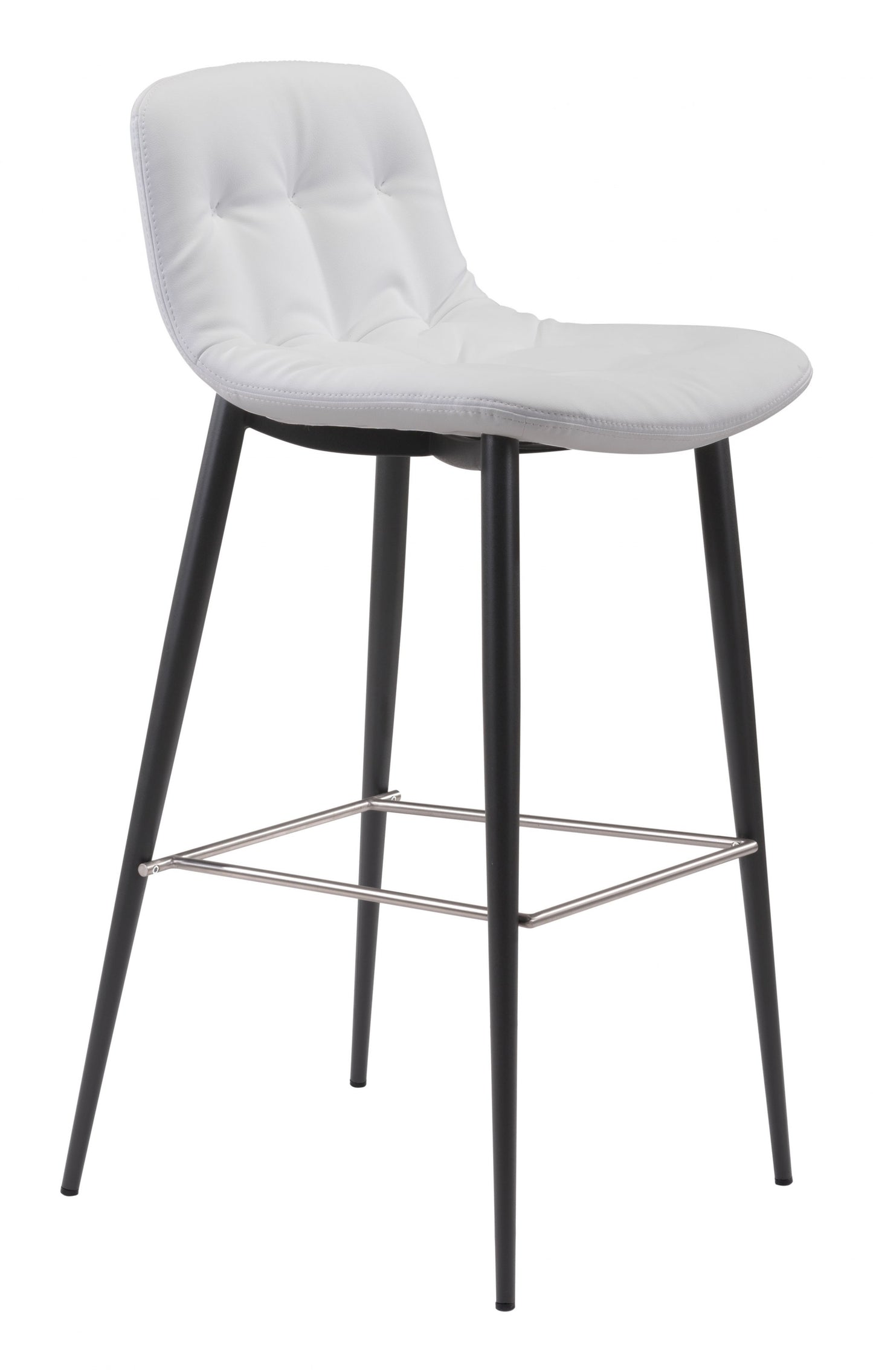 Set Of Two 40" White Steel Low Back Chairs With Footrest By Homeroots | Bar Stools | Modishstore - 3