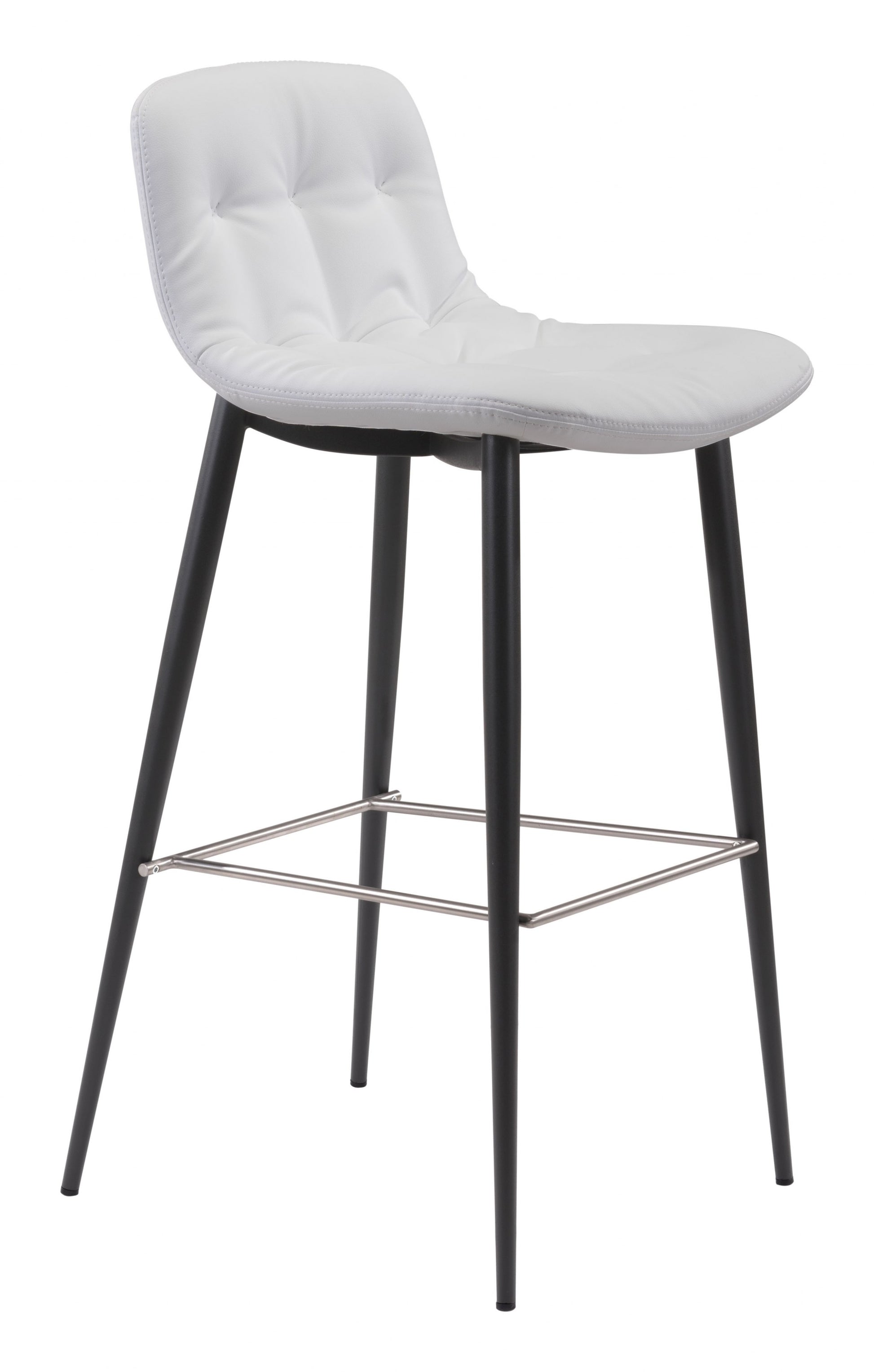 Set Of Two 40" White Steel Low Back Chairs With Footrest By Homeroots | Bar Stools | Modishstore - 3