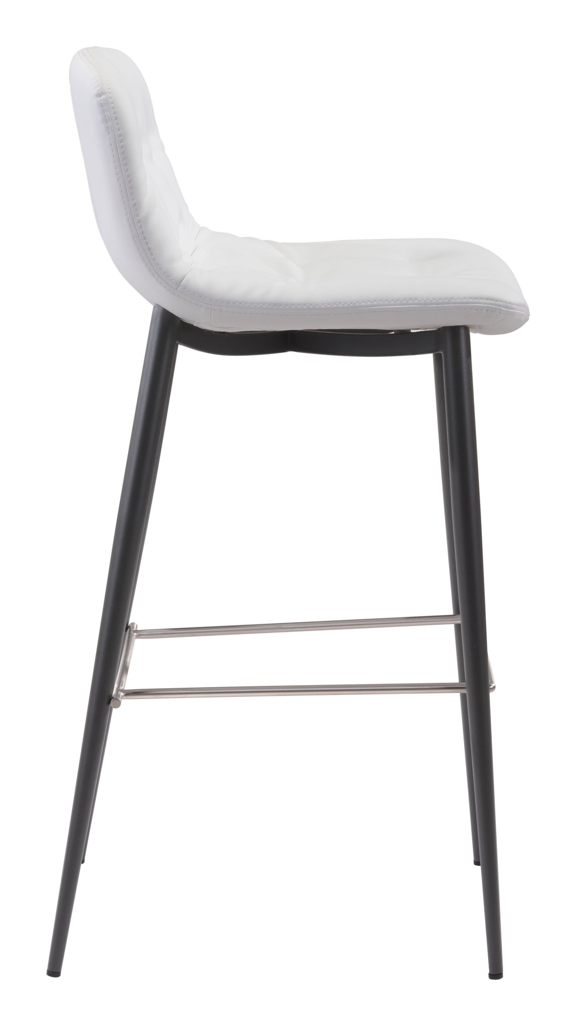 Set Of Two 40" White Steel Low Back Chairs With Footrest By Homeroots | Bar Stools | Modishstore - 4