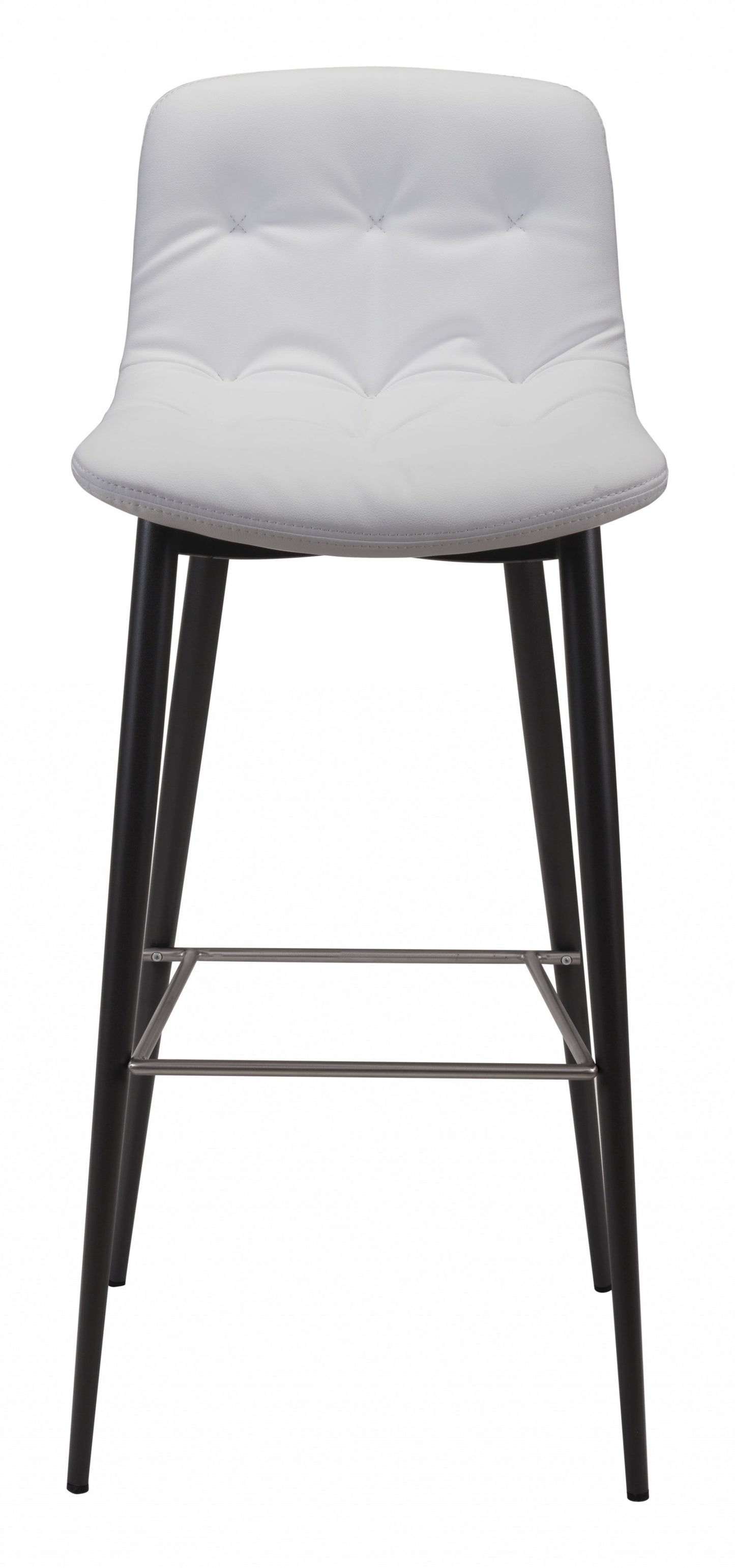 Set Of Two 40" White Steel Low Back Chairs With Footrest By Homeroots | Bar Stools | Modishstore - 5