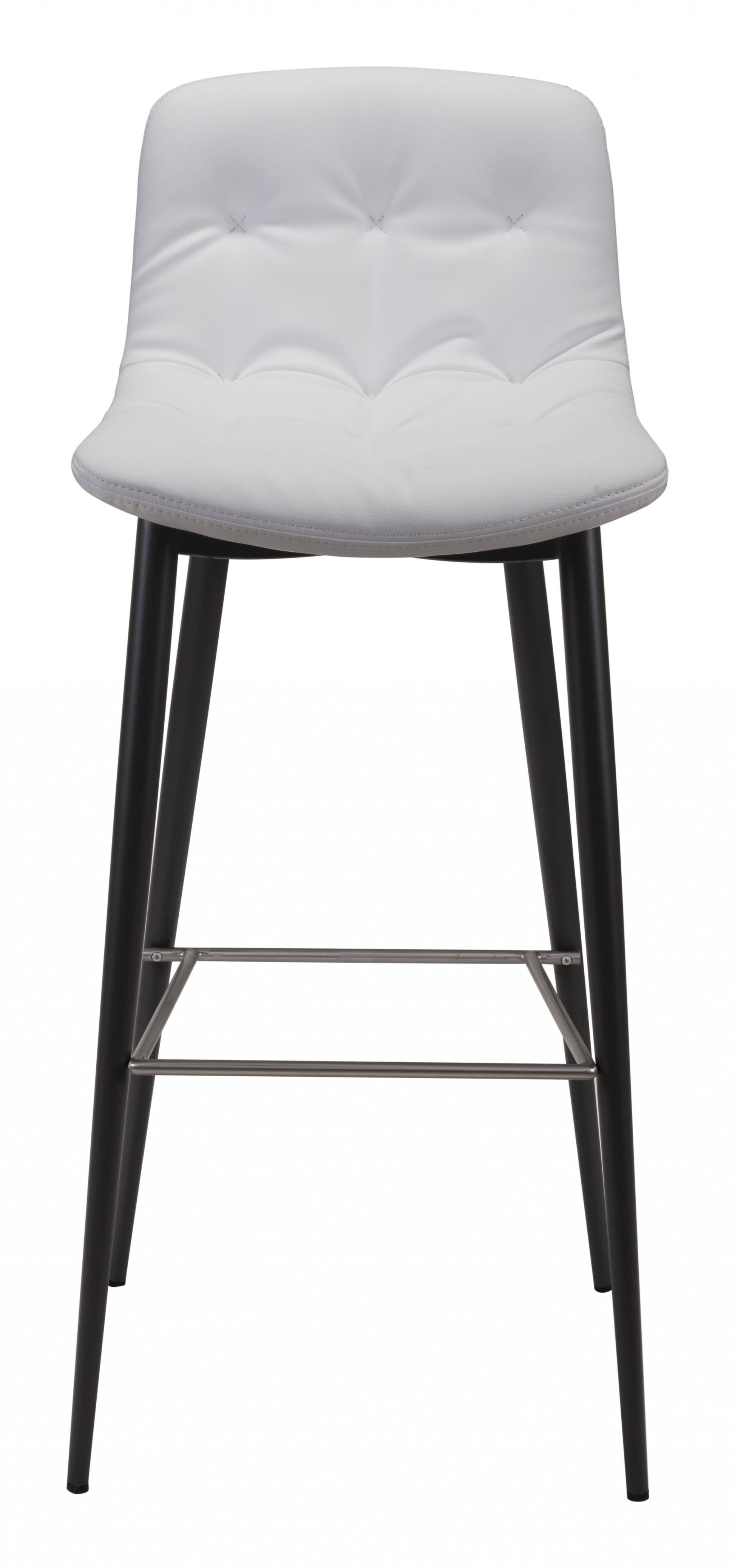 Set Of Two 40" White Steel Low Back Chairs With Footrest By Homeroots | Bar Stools | Modishstore - 5