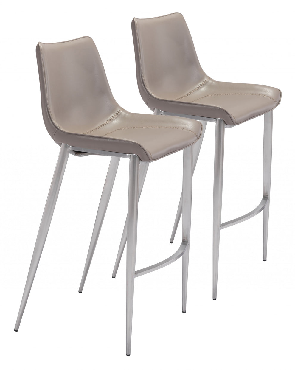 Set Of Two 43" Gray And Silver Steel Low Back Bar Height Chairs With Footrest By Homeroots | Bar Stools | Modishstore - 6