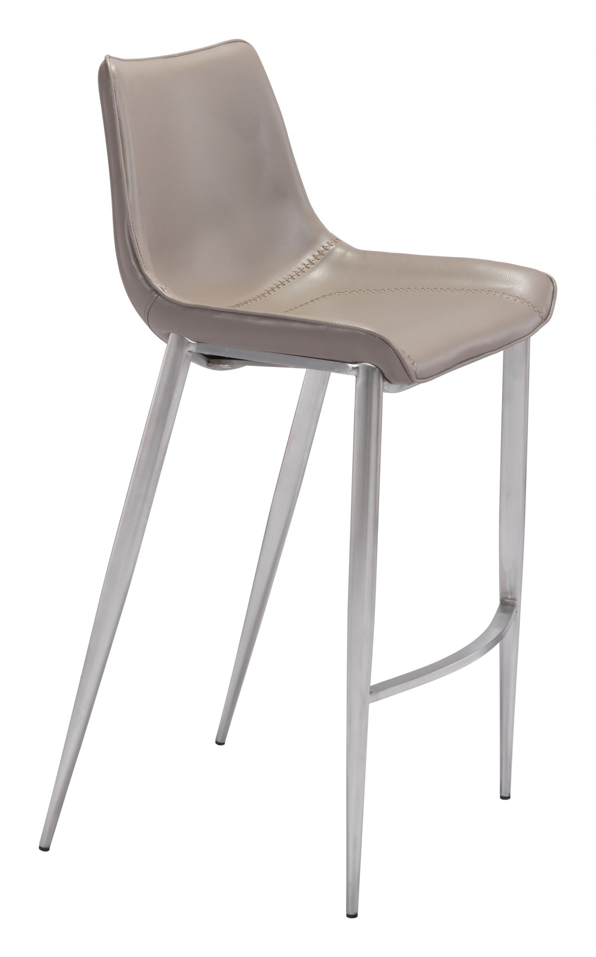 Set Of Two 43" Gray And Silver Steel Low Back Bar Height Chairs With Footrest By Homeroots | Bar Stools | Modishstore