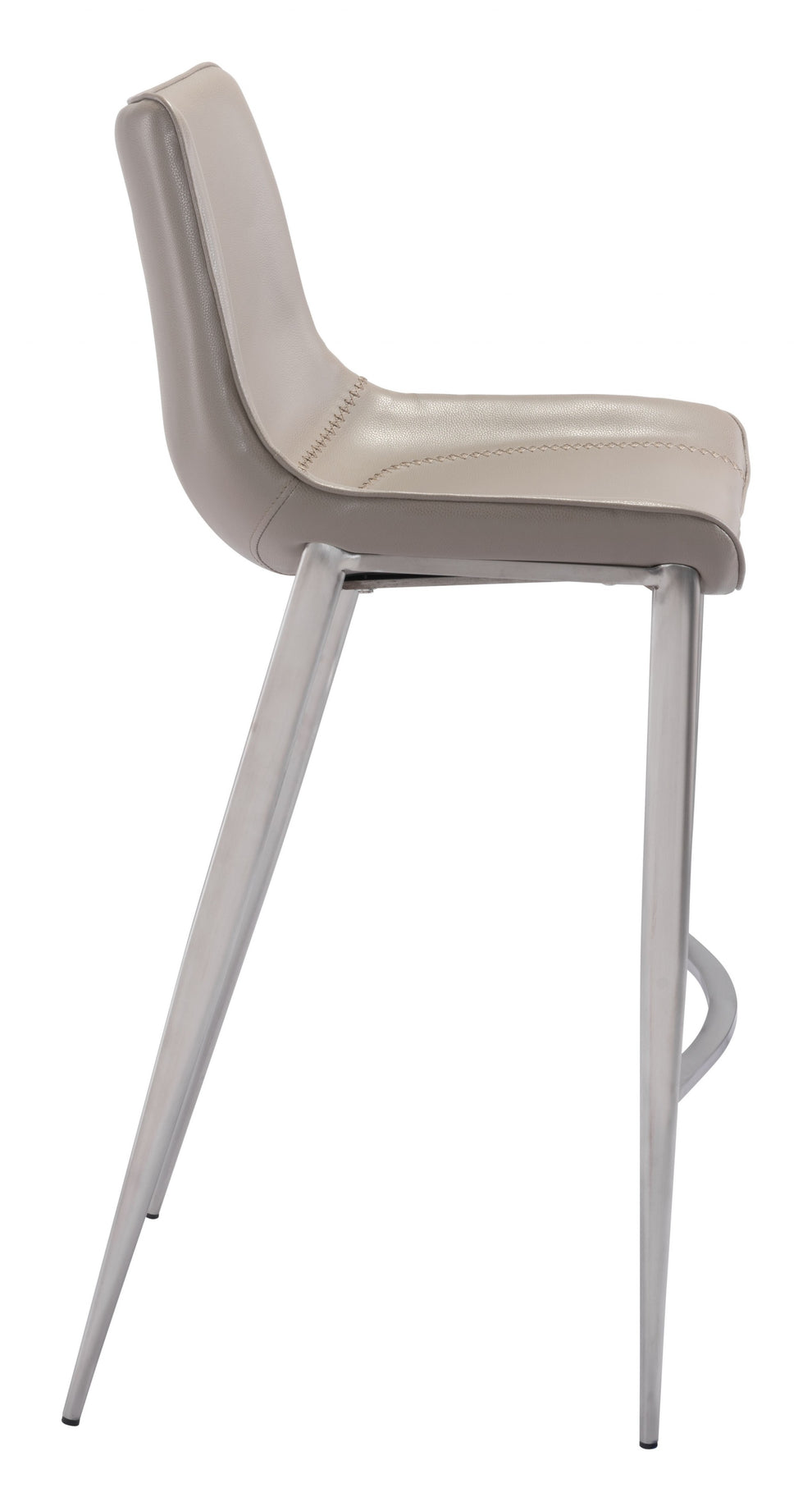 Set Of Two 43" Gray And Silver Steel Low Back Bar Height Chairs With Footrest By Homeroots | Bar Stools | Modishstore - 2