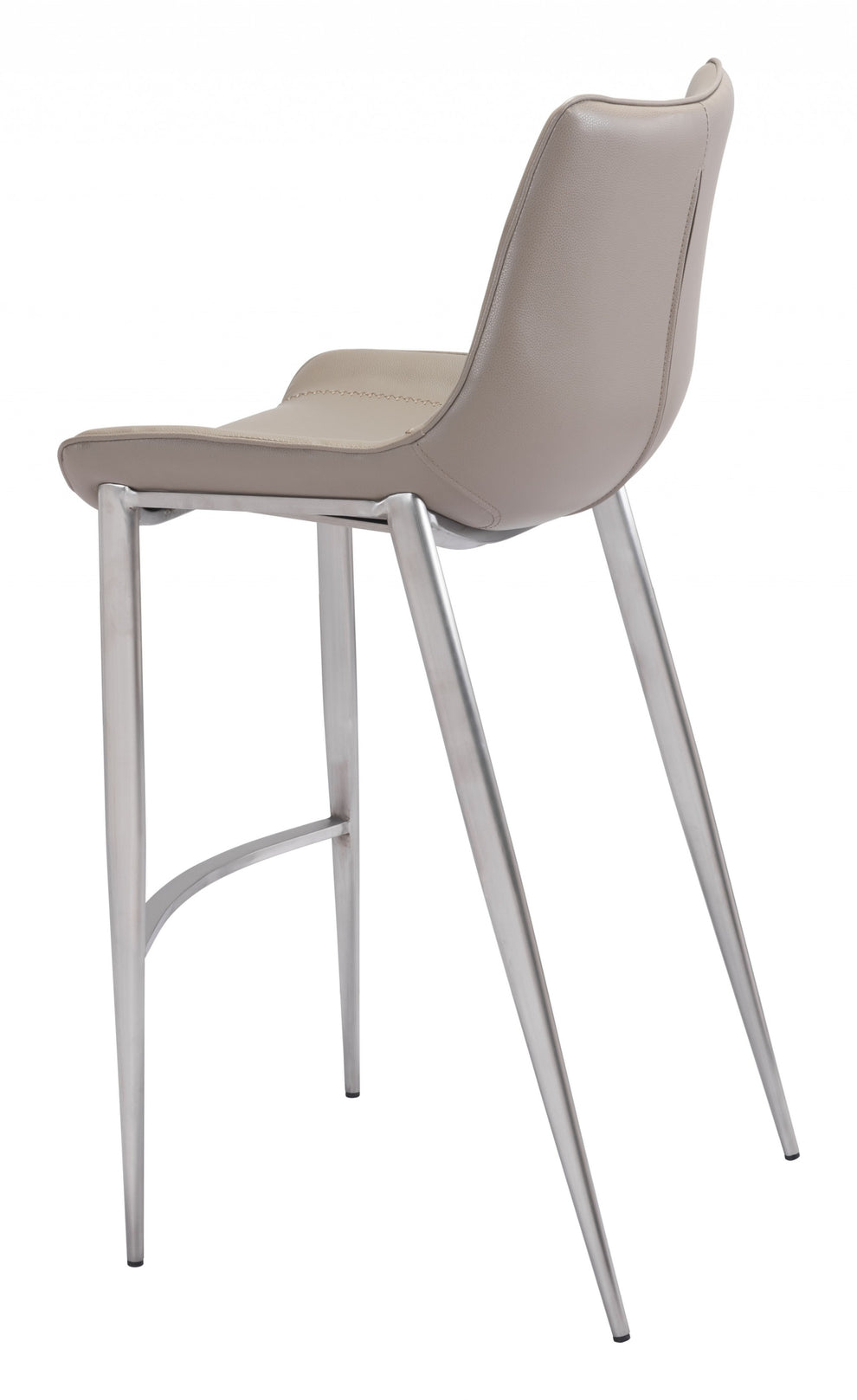 Set Of Two 43" Gray And Silver Steel Low Back Bar Height Chairs With Footrest By Homeroots | Bar Stools | Modishstore - 5