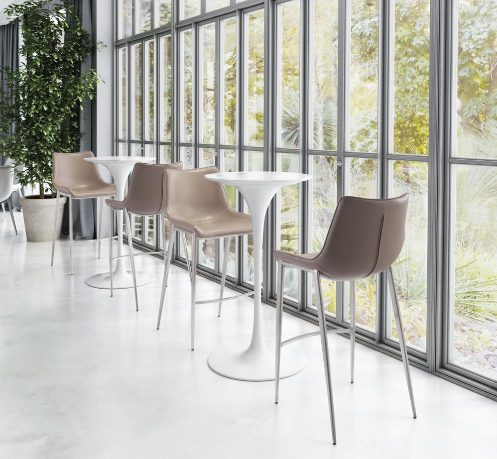 Set Of Two 43" Gray And Silver Steel Low Back Bar Height Chairs With Footrest By Homeroots | Bar Stools | Modishstore - 7