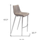Set Of Two 43" Gray And Silver Steel Low Back Bar Height Chairs With Footrest By Homeroots | Bar Stools | Modishstore - 8