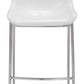 Set Of Two 43" White And Silver Steel Low Back Bar Height Chairs With Footrest By Homeroots | Bar Stools | Modishstore - 4