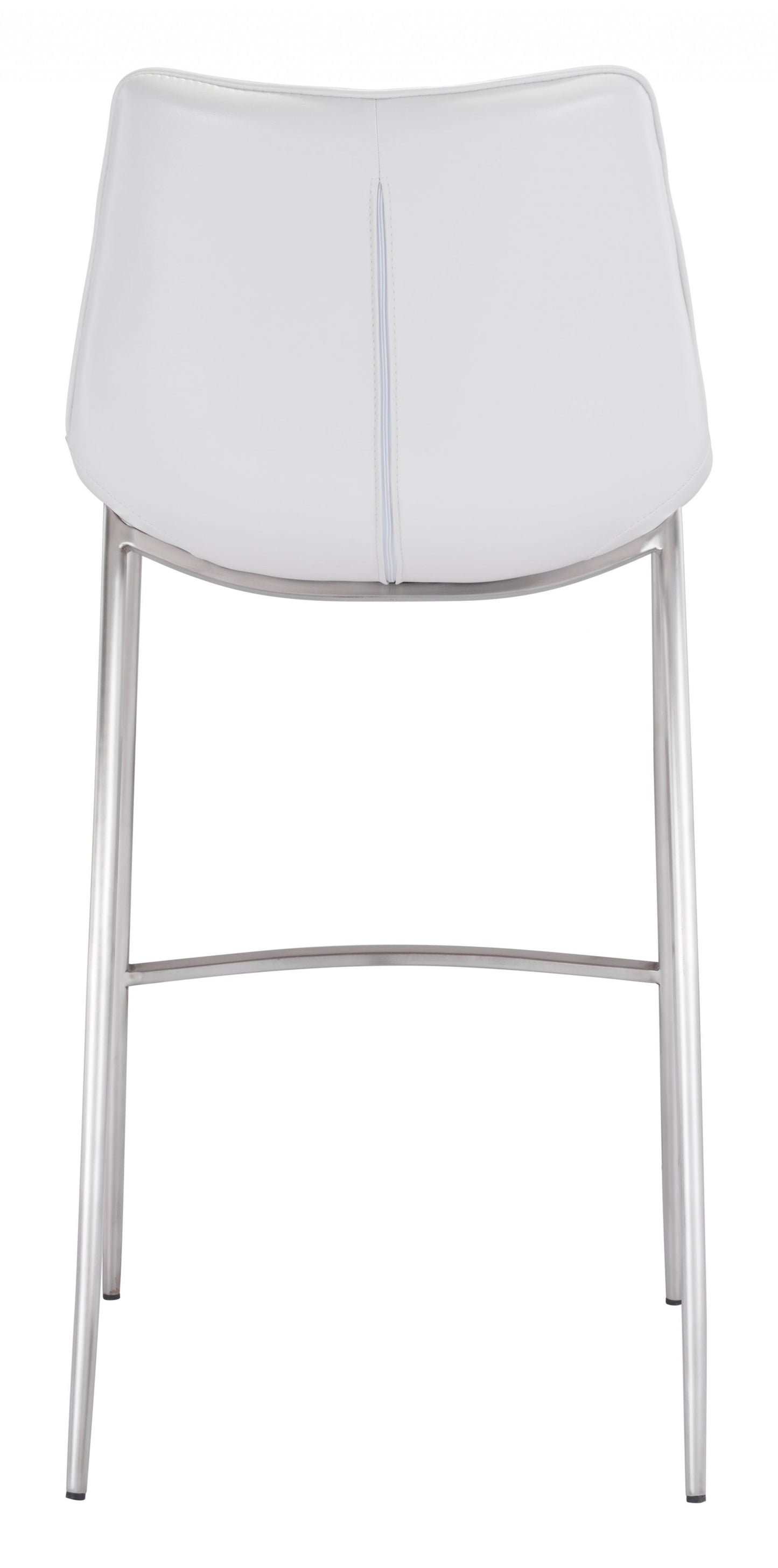 Set Of Two 43" White And Silver Steel Low Back Bar Height Chairs With Footrest By Homeroots | Bar Stools | Modishstore - 5