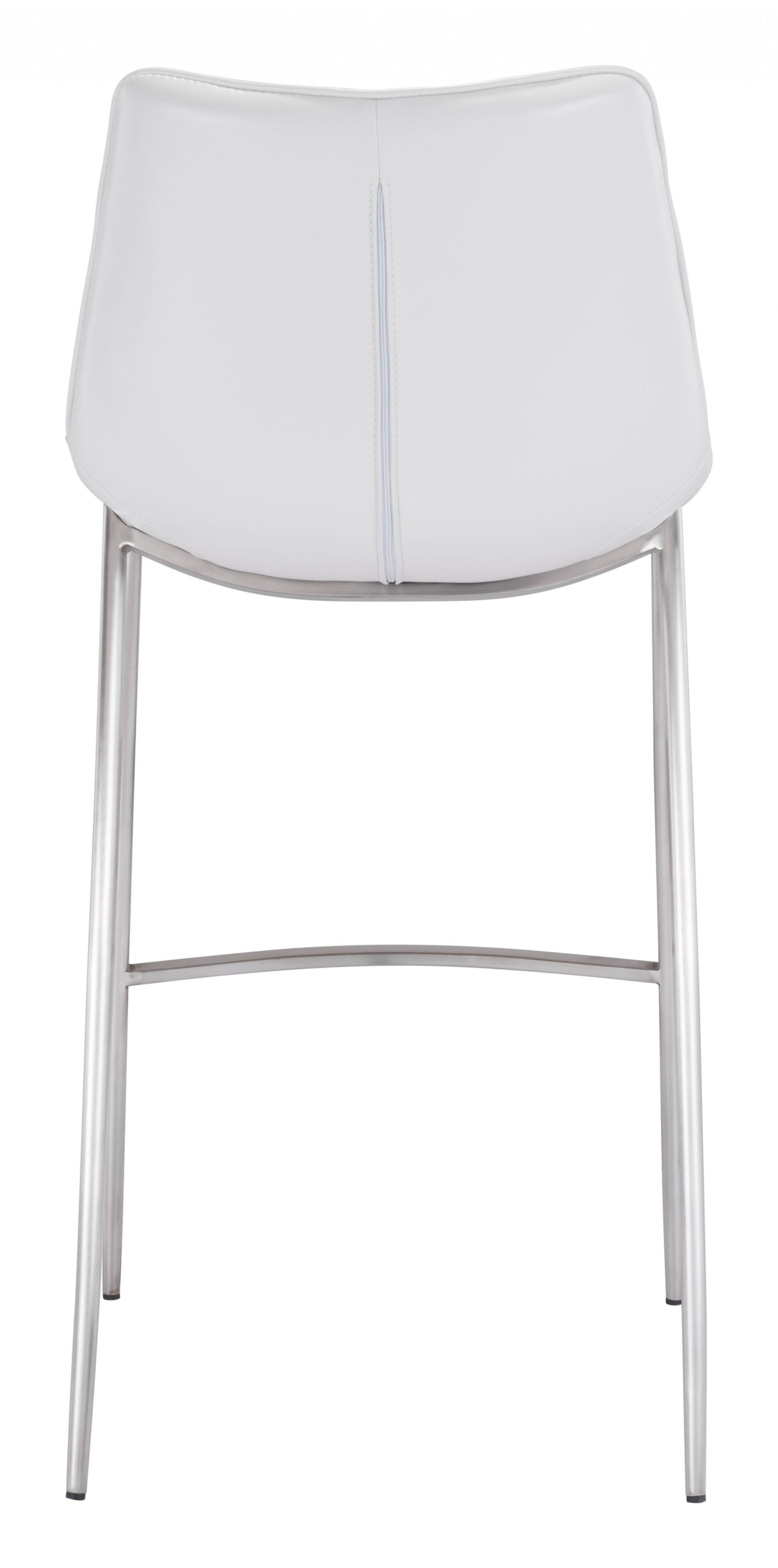 Set Of Two 43" White And Silver Steel Low Back Bar Height Chairs With Footrest By Homeroots | Bar Stools | Modishstore - 5