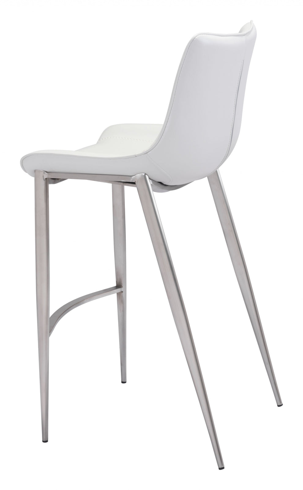 Set Of Two 43" White And Silver Steel Low Back Bar Height Chairs With Footrest By Homeroots | Bar Stools | Modishstore - 6