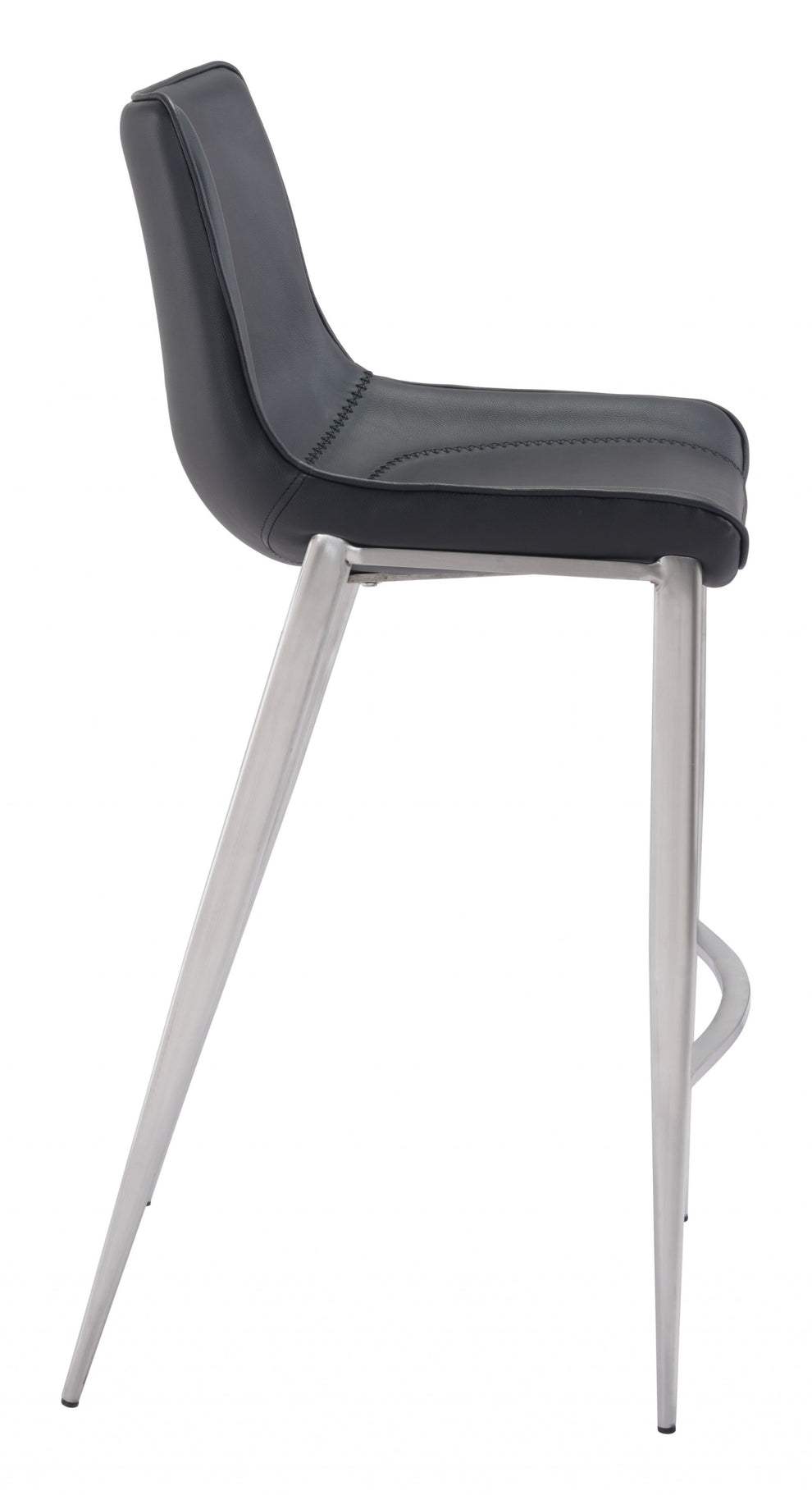 Set Of Two 43" Black And Silver Steel Low Back Bar Height Chairs With Footrest By Homeroots | Bar Stools | Modishstore - 2