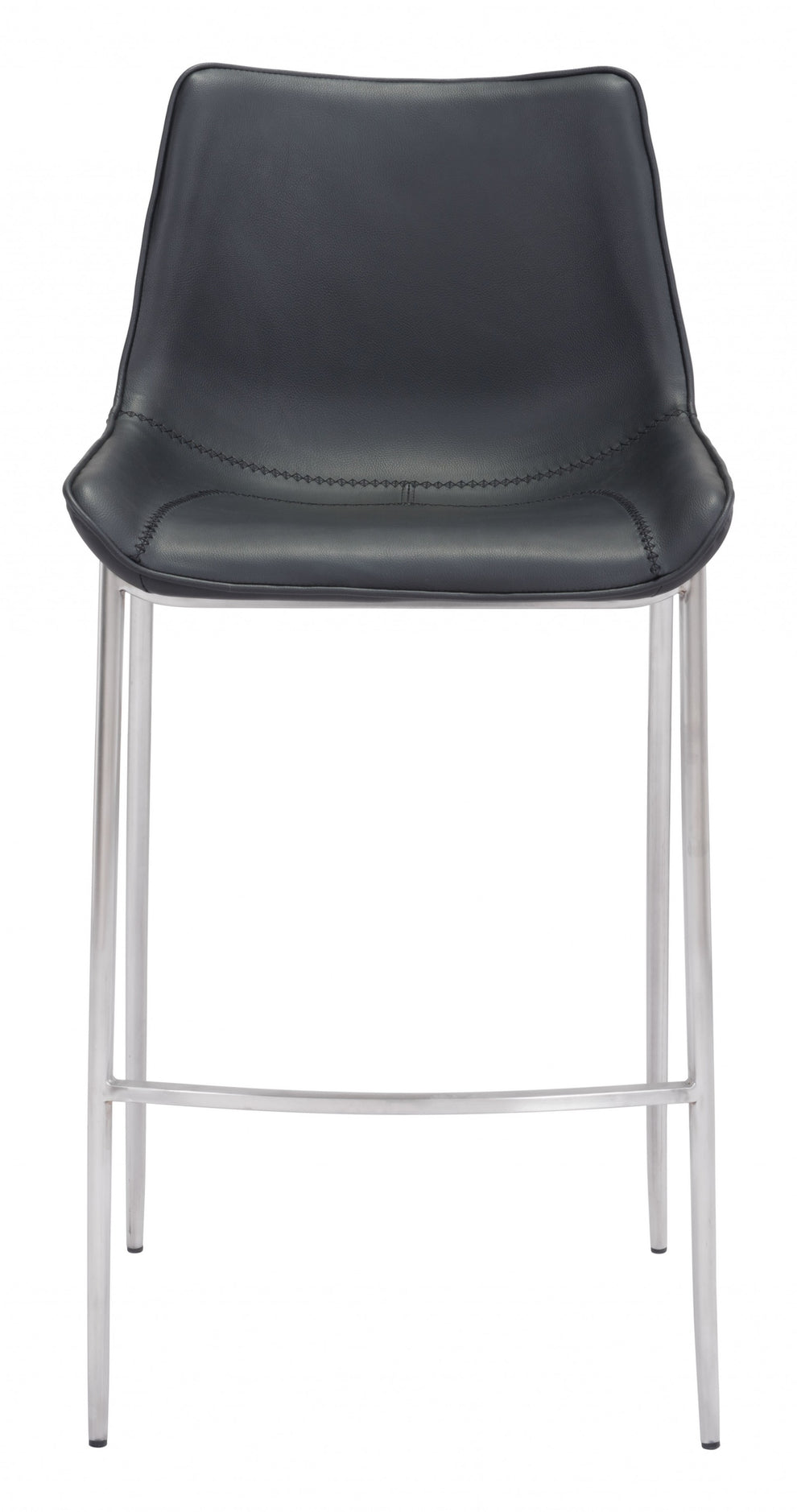 Set Of Two 43" Black And Silver Steel Low Back Bar Height Chairs With Footrest By Homeroots | Bar Stools | Modishstore - 3