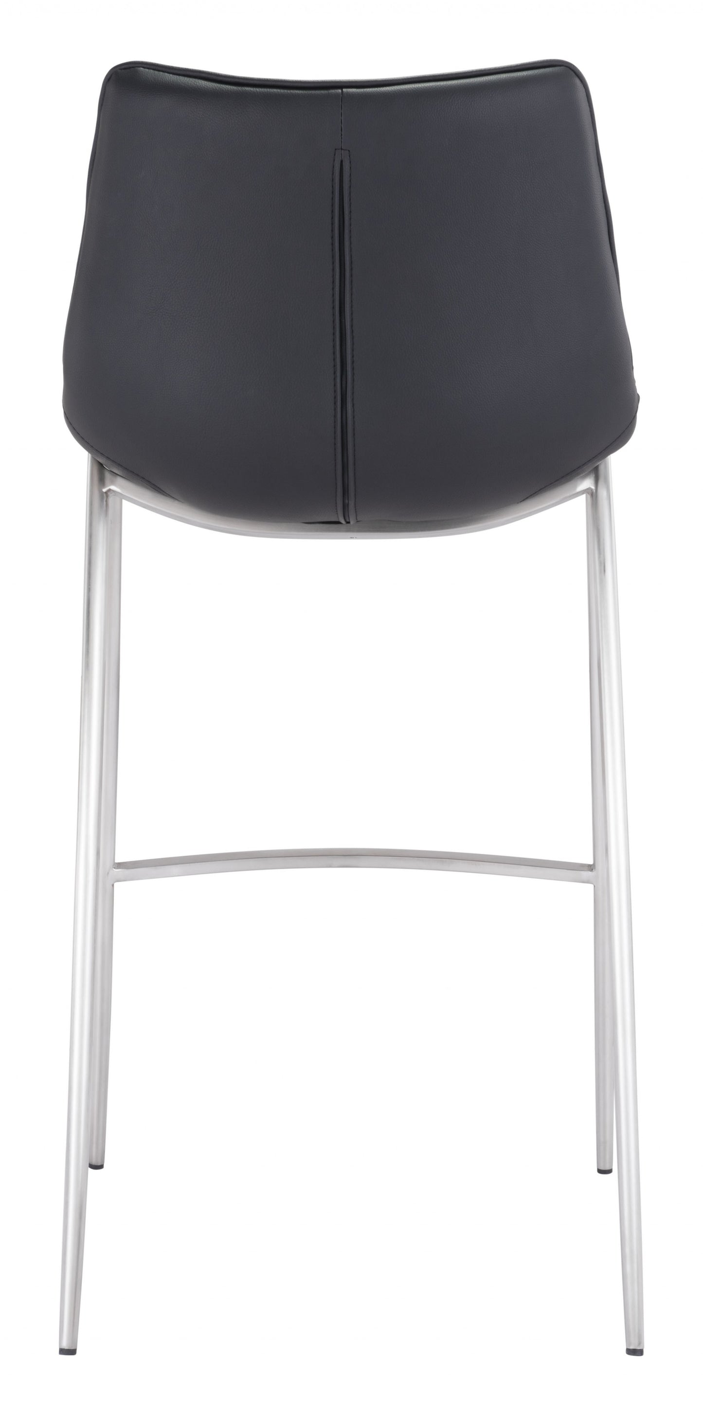 Set Of Two 43" Black And Silver Steel Low Back Bar Height Chairs With Footrest By Homeroots | Bar Stools | Modishstore - 4