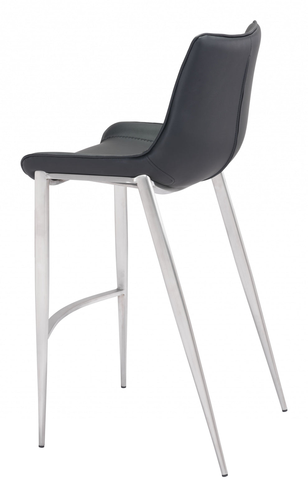 Set Of Two 43" Black And Silver Steel Low Back Bar Height Chairs With Footrest By Homeroots | Bar Stools | Modishstore - 5