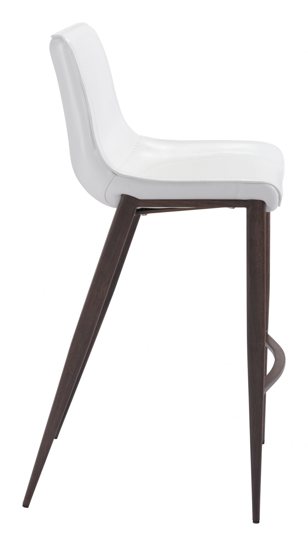 Gray Faux Leather and White Steel Modern Stitch Bucket Bar Chairs By Homeroots | Bar Stools | Modishstore - 2