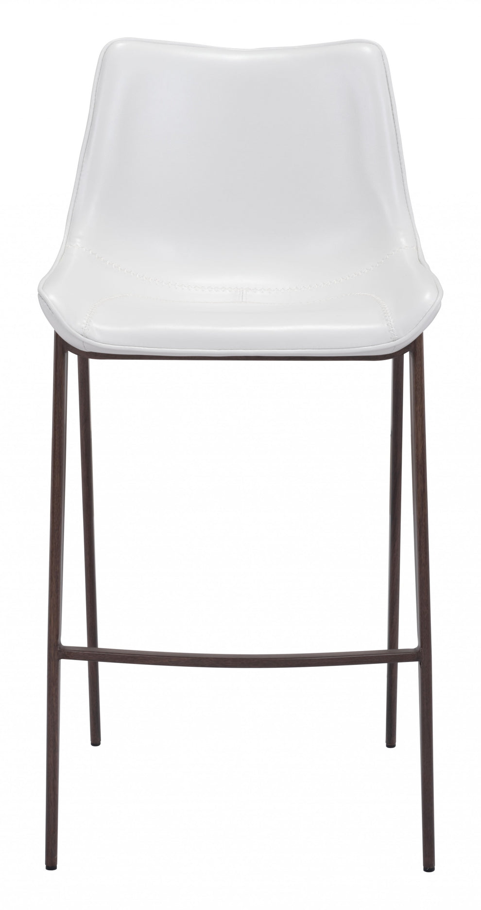 Gray Faux Leather and White Steel Modern Stitch Bucket Bar Chairs By Homeroots | Bar Stools | Modishstore - 3