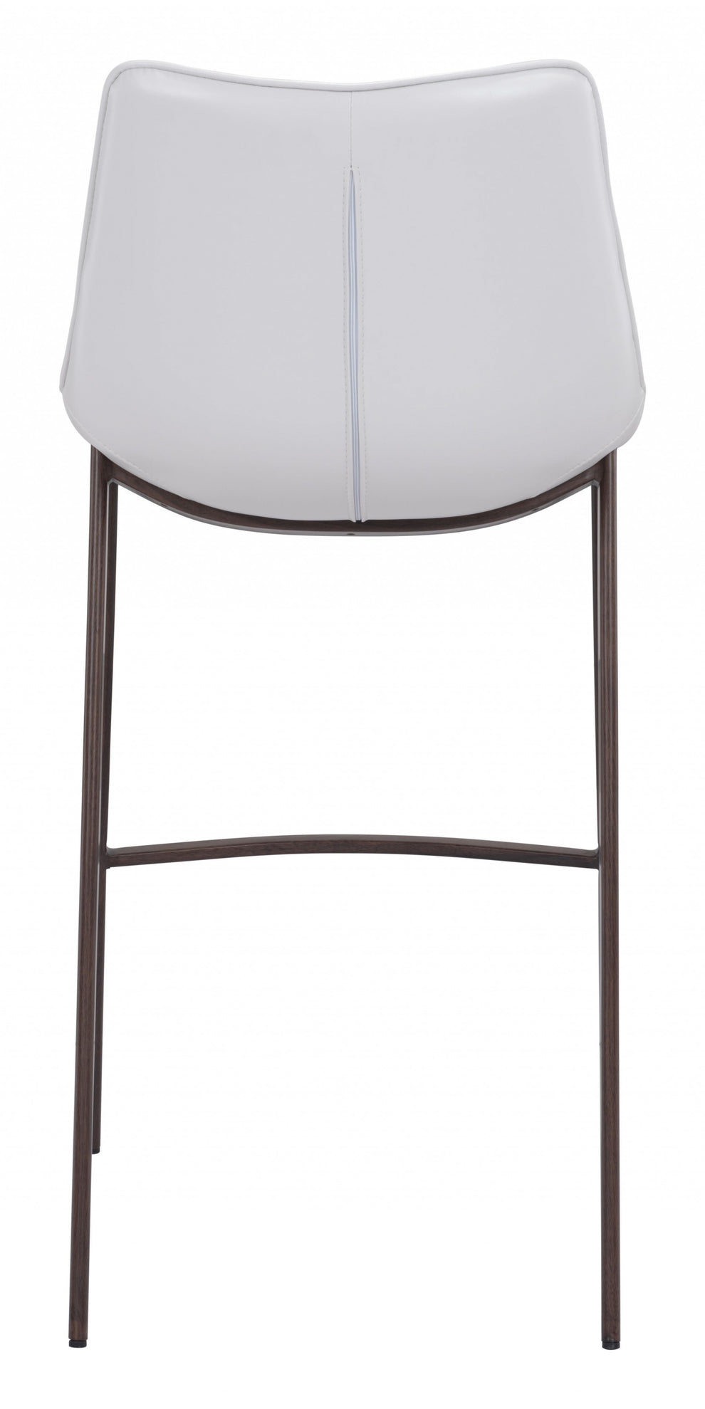 Gray Faux Leather and White Steel Modern Stitch Bucket Bar Chairs By Homeroots | Bar Stools | Modishstore - 4