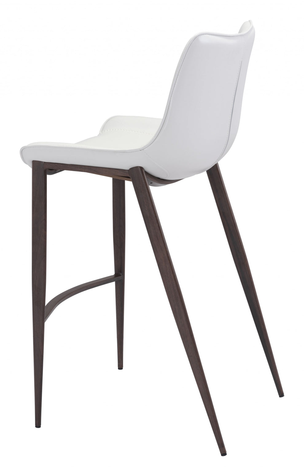 Gray Faux Leather and White Steel Modern Stitch Bucket Bar Chairs By Homeroots | Bar Stools | Modishstore - 5