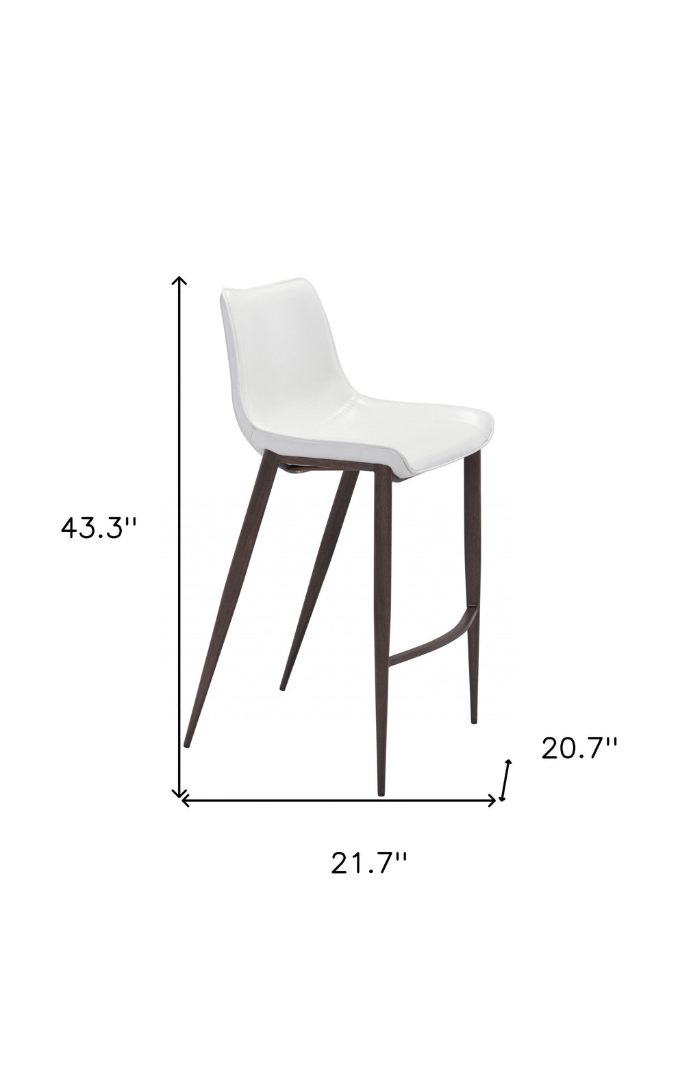 Gray Faux Leather and White Steel Modern Stitch Bucket Bar Chairs By Homeroots | Bar Stools | Modishstore - 8