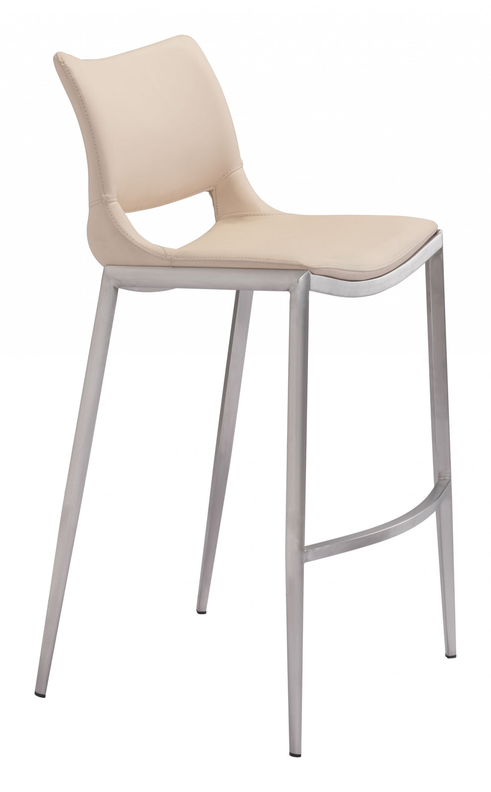 Set Of Two 41" Light Pink And Silver Steel Low Back Bar Height Chairs With Footrest By Homeroots | Bar Stools | Modishstore - 6