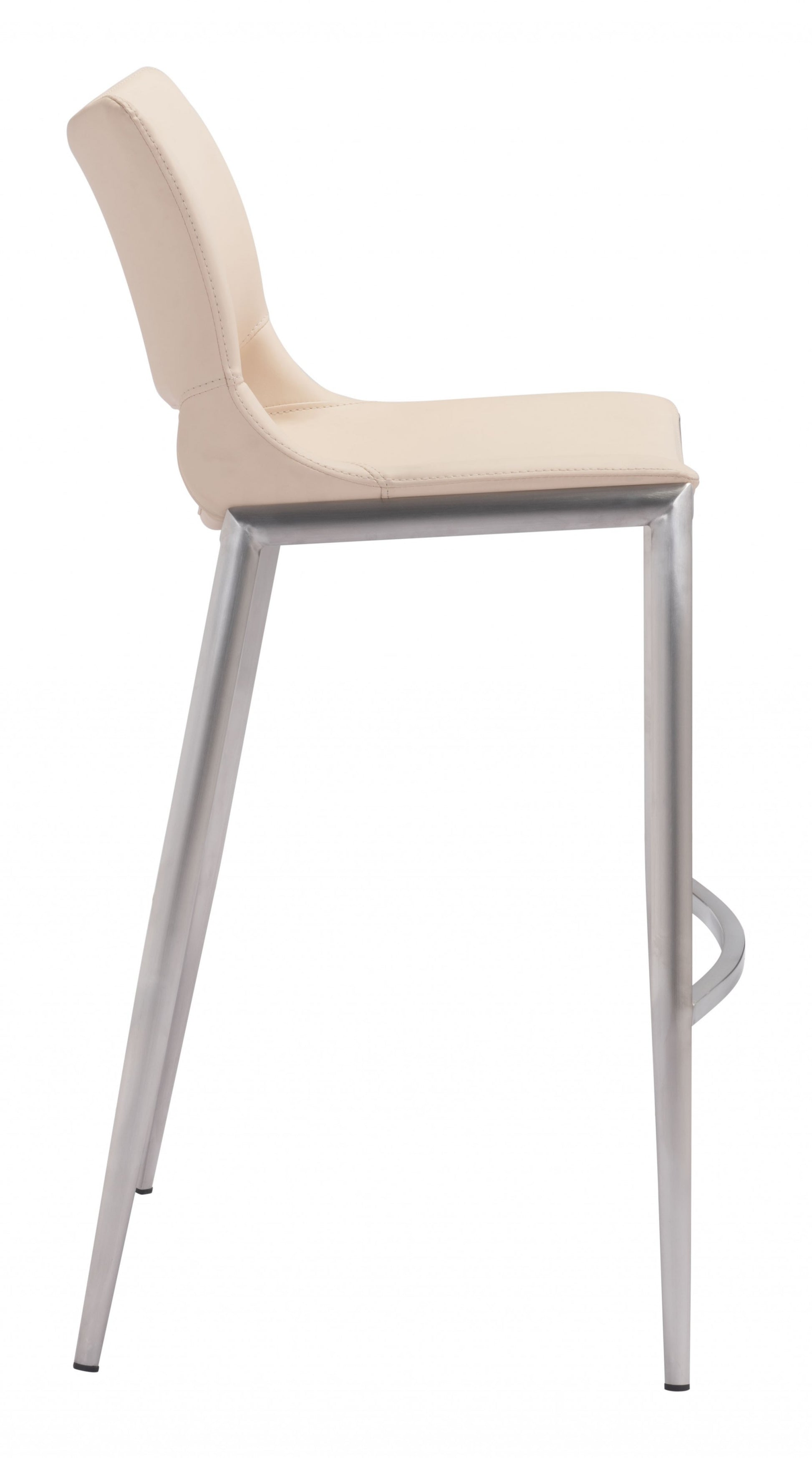 Set Of Two 41" Light Pink And Silver Steel Low Back Bar Height Chairs With Footrest By Homeroots | Bar Stools | Modishstore