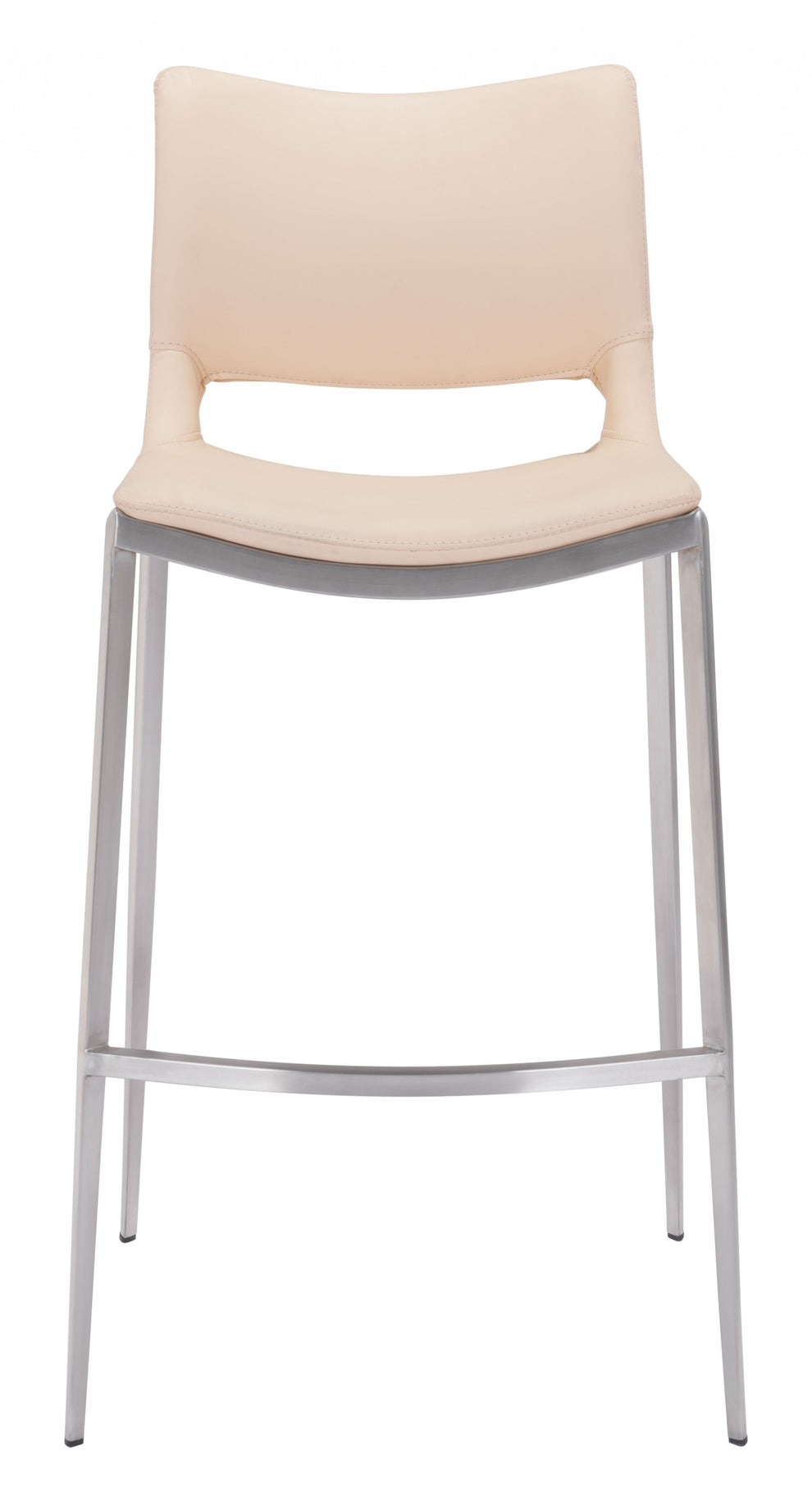 Set Of Two 41" Light Pink And Silver Steel Low Back Bar Height Chairs With Footrest By Homeroots | Bar Stools | Modishstore - 2