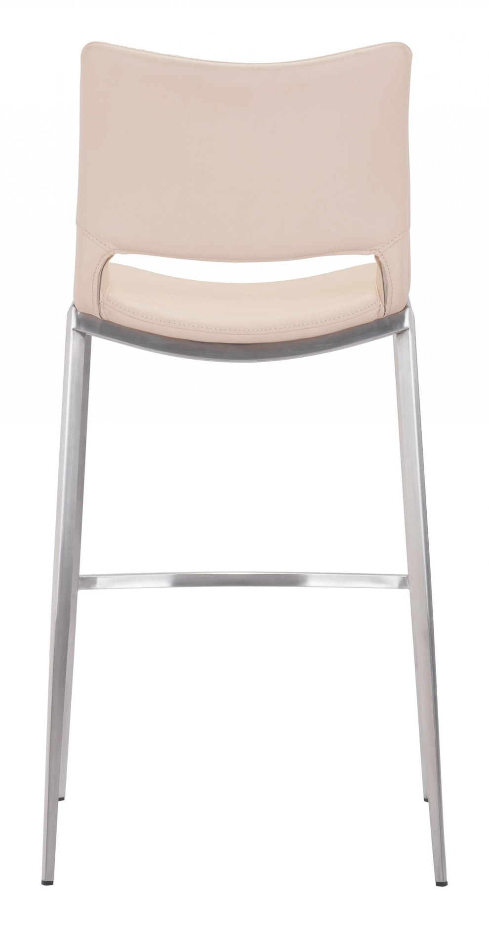 Set Of Two 41" Light Pink And Silver Steel Low Back Bar Height Chairs With Footrest By Homeroots | Bar Stools | Modishstore - 3
