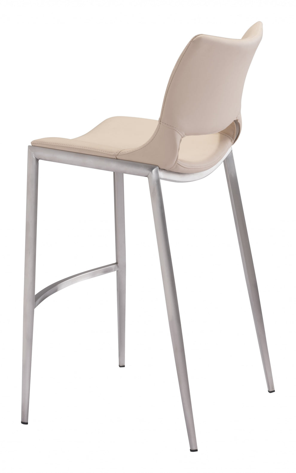Set Of Two 41" Light Pink And Silver Steel Low Back Bar Height Chairs With Footrest By Homeroots | Bar Stools | Modishstore - 4