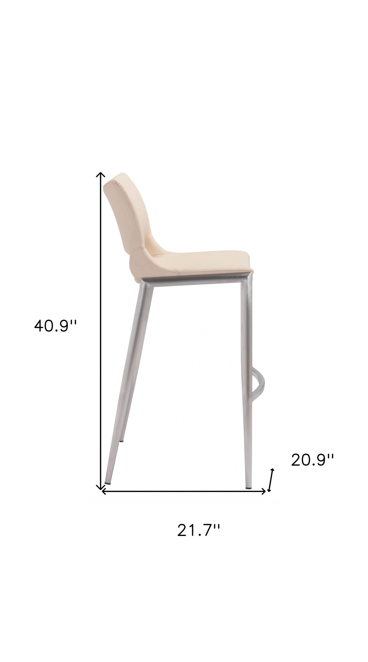 Set Of Two 41" Light Pink And Silver Steel Low Back Bar Height Chairs With Footrest By Homeroots | Bar Stools | Modishstore - 8