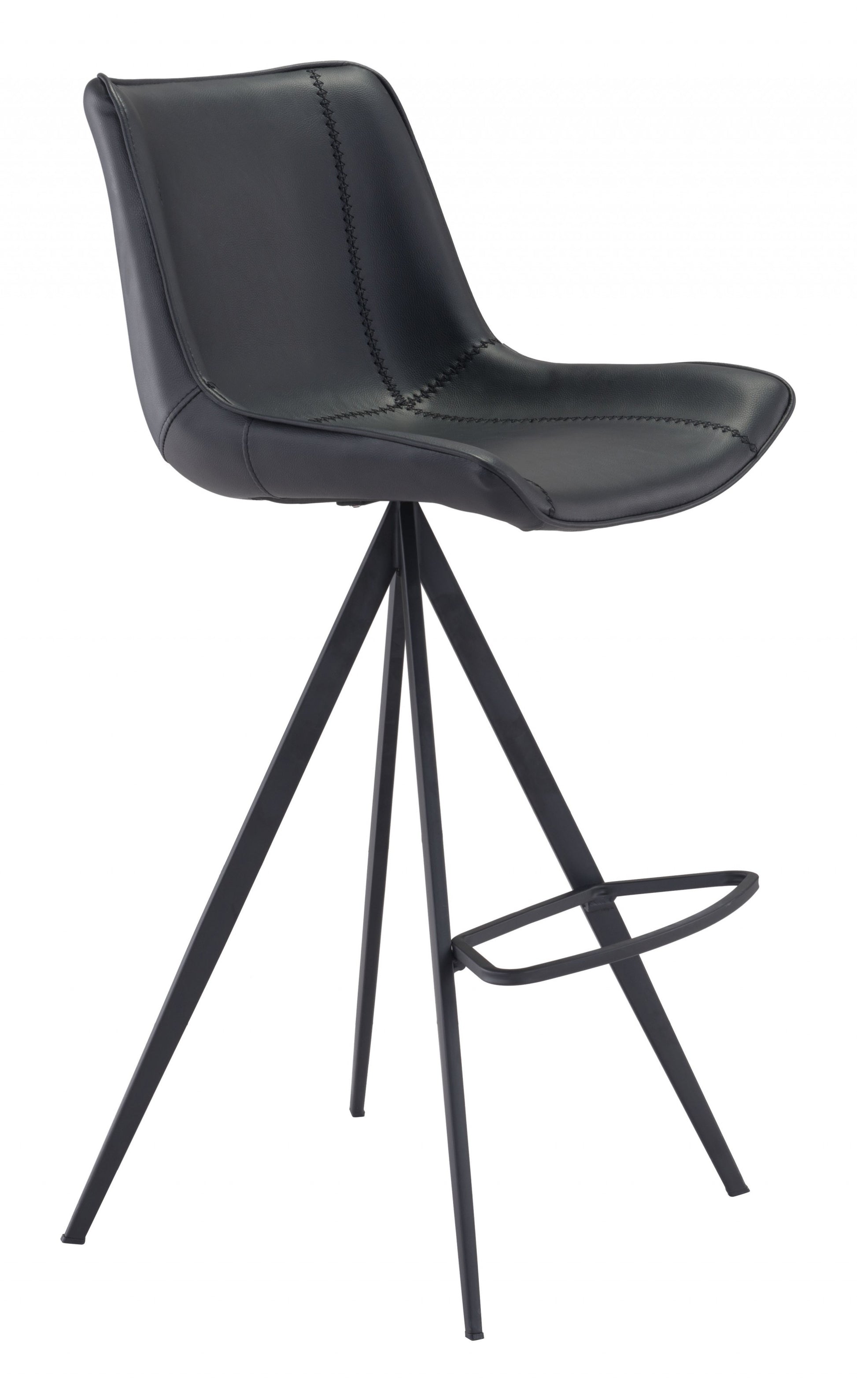 Set Of Two 42" Black Steel Low Back Bar Height Chairs With Footrest By Homeroots | Bar Stools | Modishstore