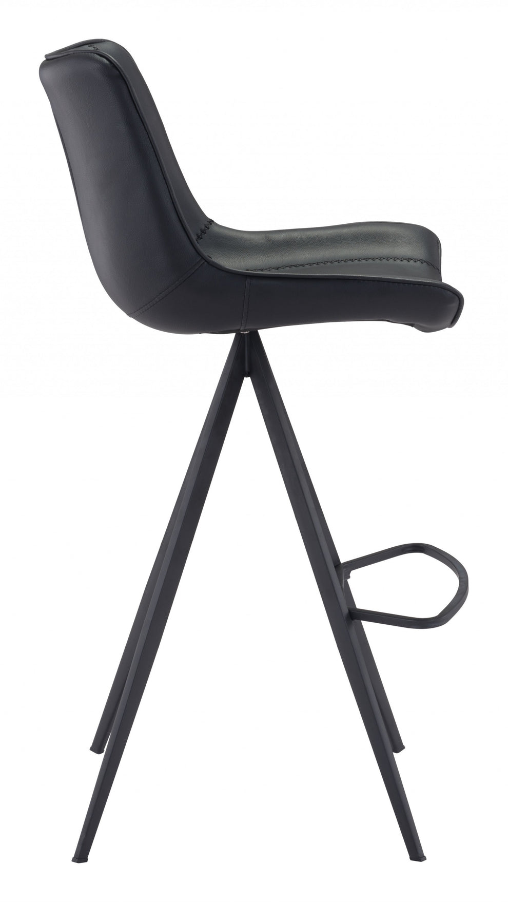 Set Of Two 42" Black Steel Low Back Bar Height Chairs With Footrest By Homeroots | Bar Stools | Modishstore - 2