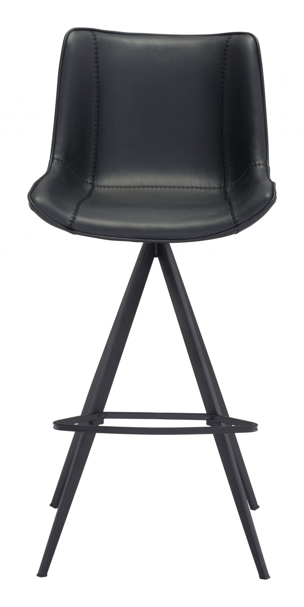 Set Of Two 42" Black Steel Low Back Bar Height Chairs With Footrest By Homeroots | Bar Stools | Modishstore - 3