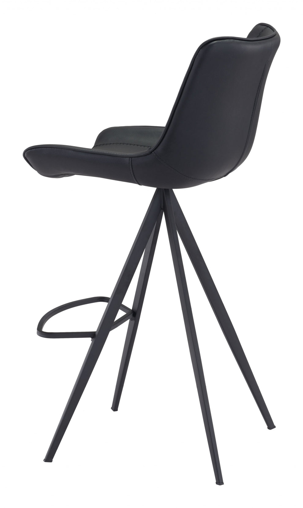 Set Of Two 42" Black Steel Low Back Bar Height Chairs With Footrest By Homeroots | Bar Stools | Modishstore - 5