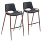 Set Of Two 39" Black And Brown Steel Low Back Bar Height Chairs With Footrest By Homeroots | Bar Stools | Modishstore - 6