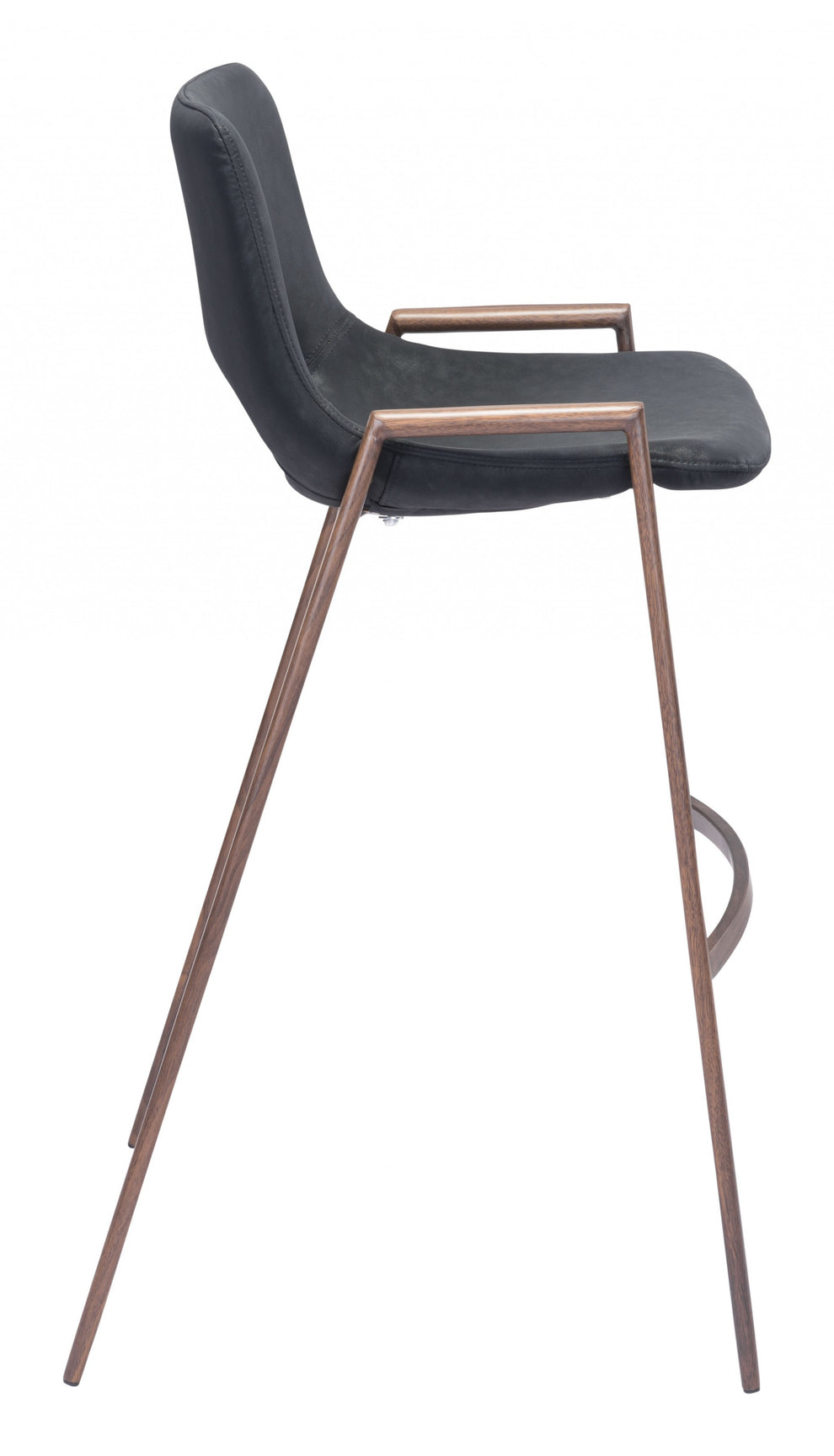 Set Of Two 39" Black And Brown Steel Low Back Bar Height Chairs With Footrest By Homeroots | Bar Stools | Modishstore - 2