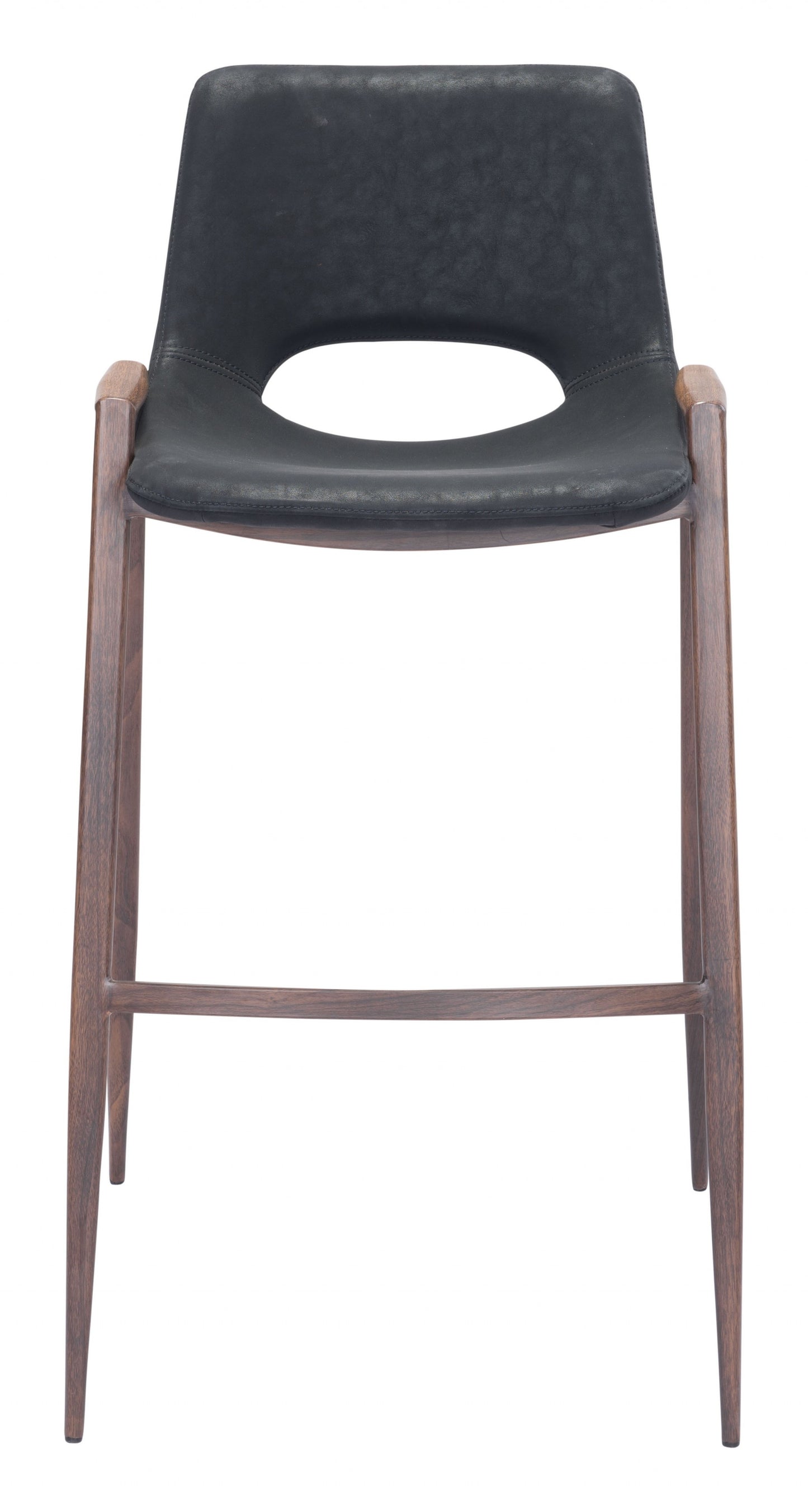 Set Of Two 39" Black And Brown Steel Low Back Bar Height Chairs With Footrest By Homeroots | Bar Stools | Modishstore - 3