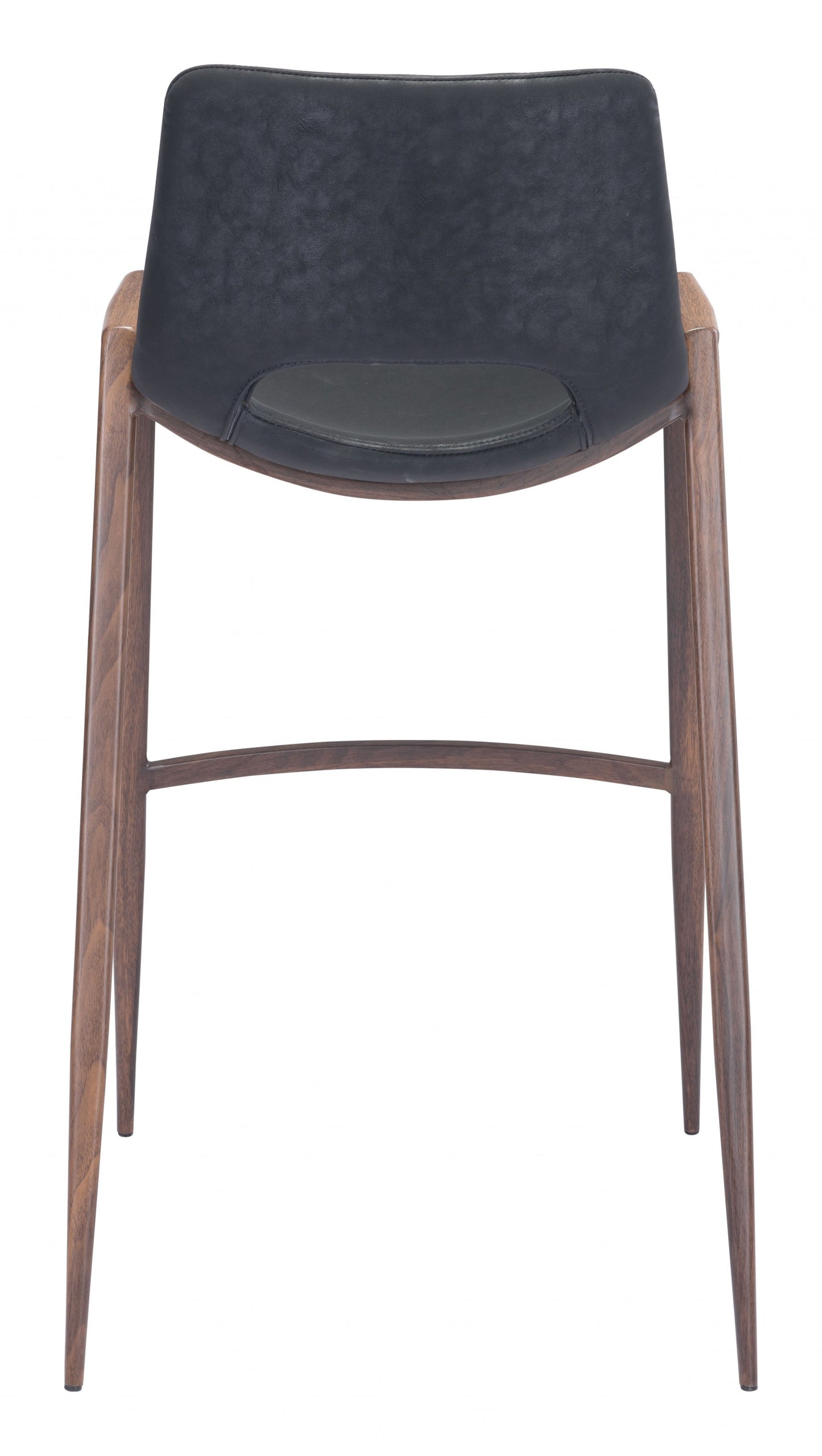 Set Of Two 39" Black And Brown Steel Low Back Bar Height Chairs With Footrest By Homeroots