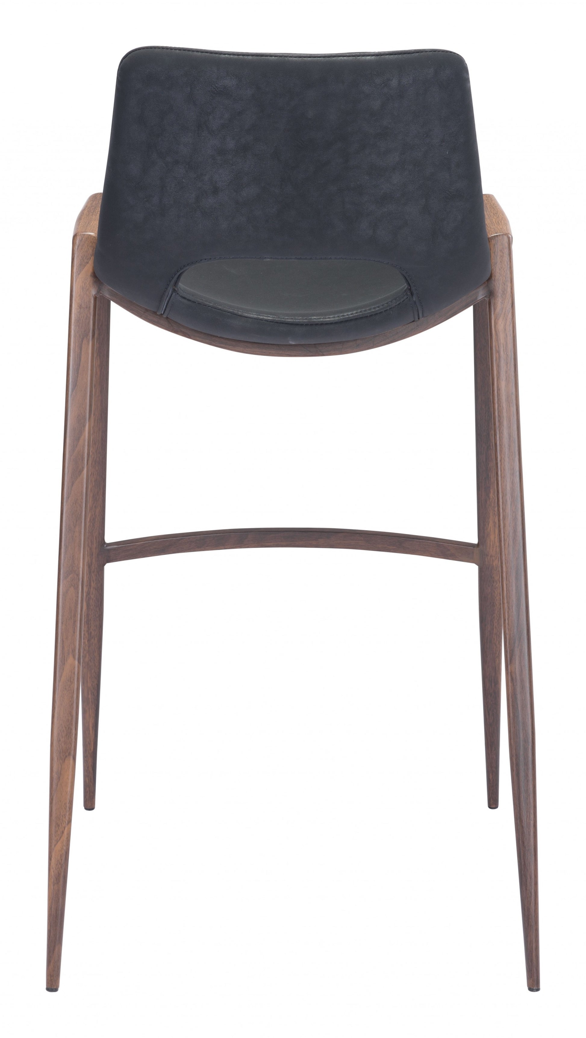 Set Of Two 39" Black And Brown Steel Low Back Bar Height Chairs With Footrest By Homeroots | Bar Stools | Modishstore - 4