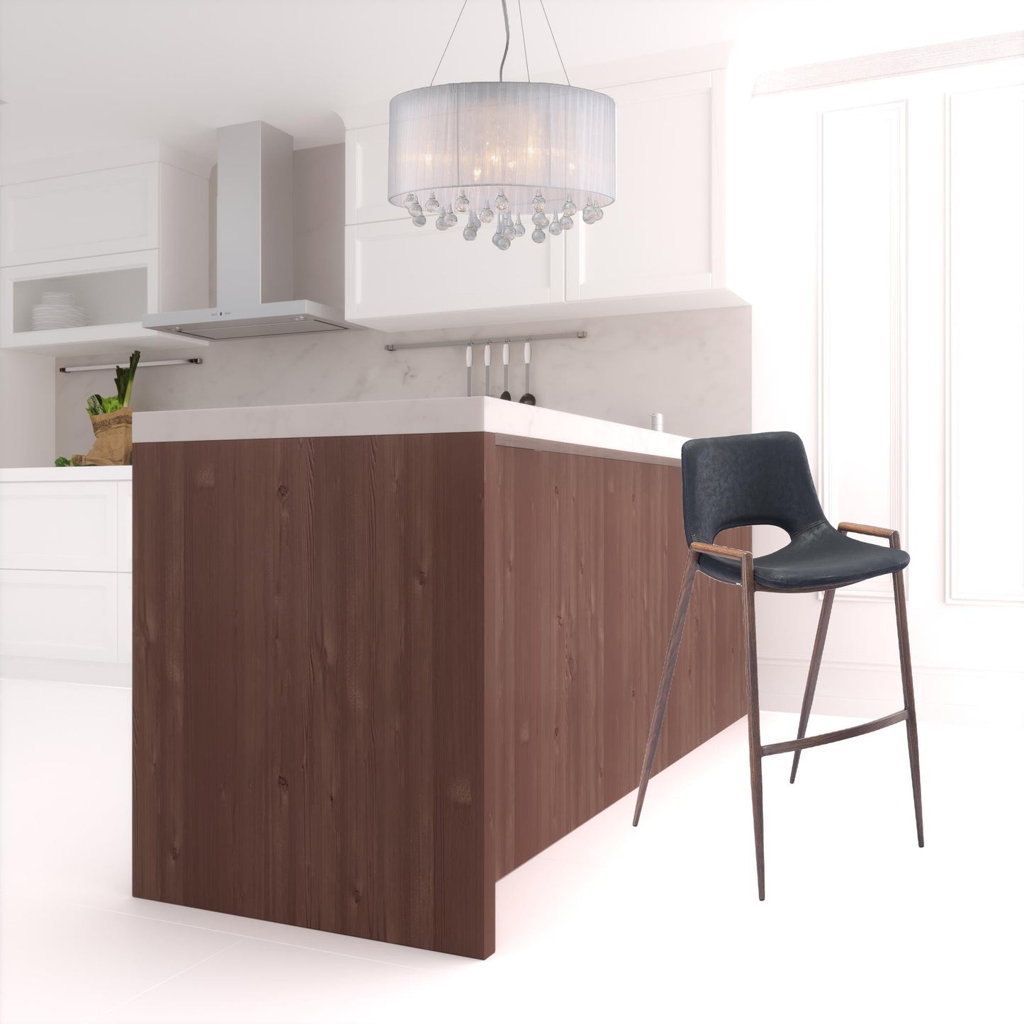 Set Of Two 39" Black And Brown Steel Low Back Bar Height Chairs With Footrest By Homeroots | Bar Stools | Modishstore - 5