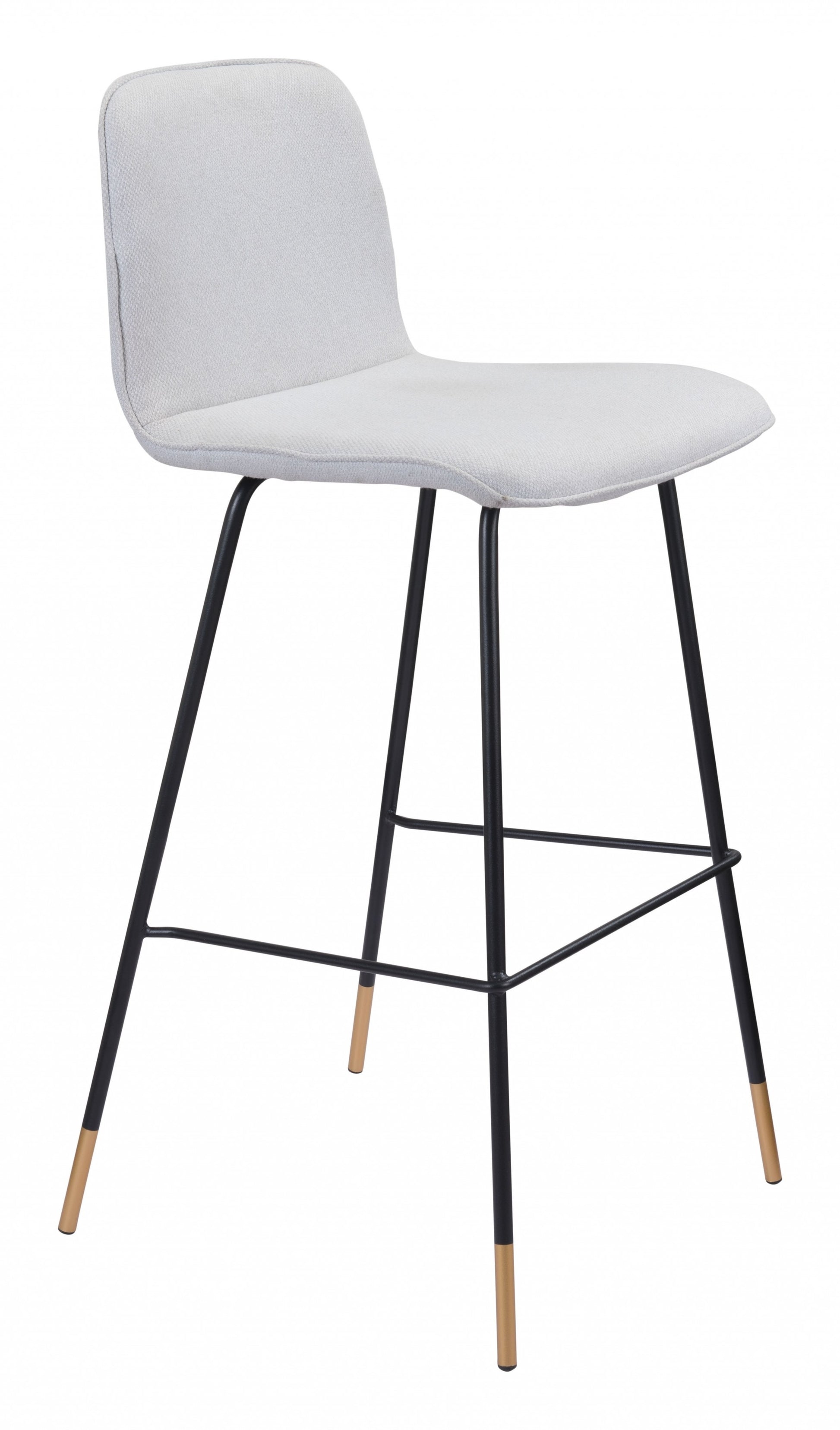 40" Light Gray Upholstered and Black Bar Height Chair With Footrest By Homeroots | Bar Stools | Modishstore