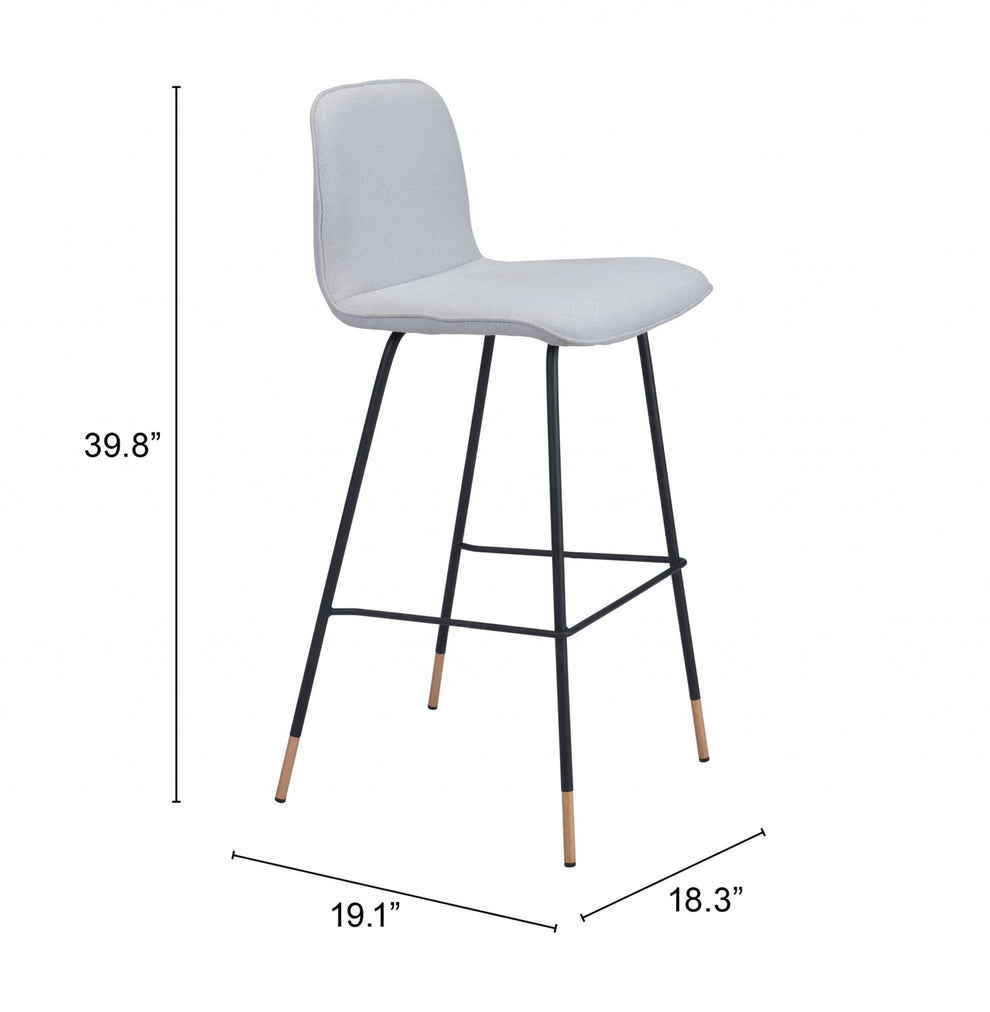 40" Light Gray Upholstered and Black Bar Height Chair With Footrest By Homeroots | Bar Stools | Modishstore - 8