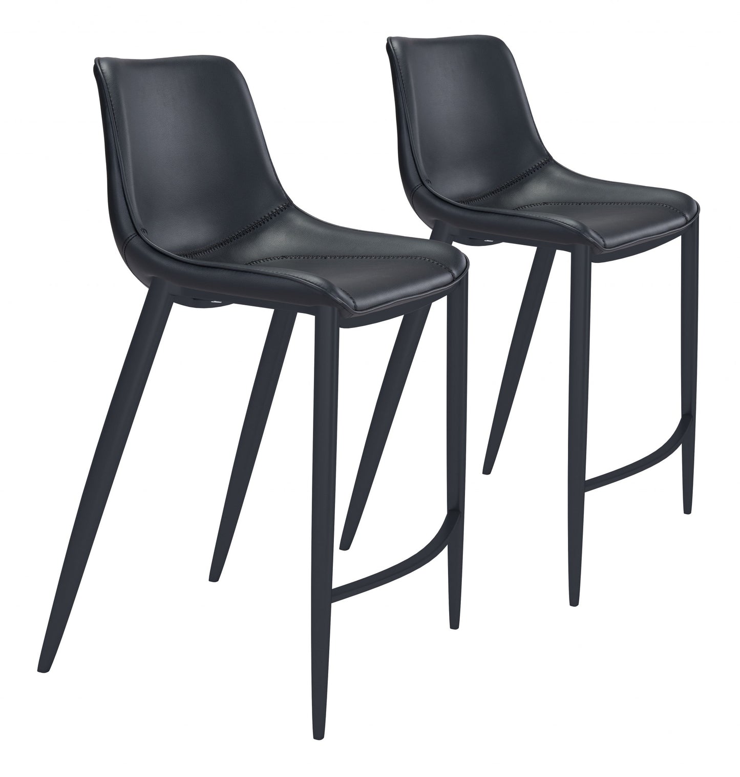 Set Of Two 43" Black Steel Low Back Bar Height Chairs With Footrest By Homeroots | Bar Stools | Modishstore - 6